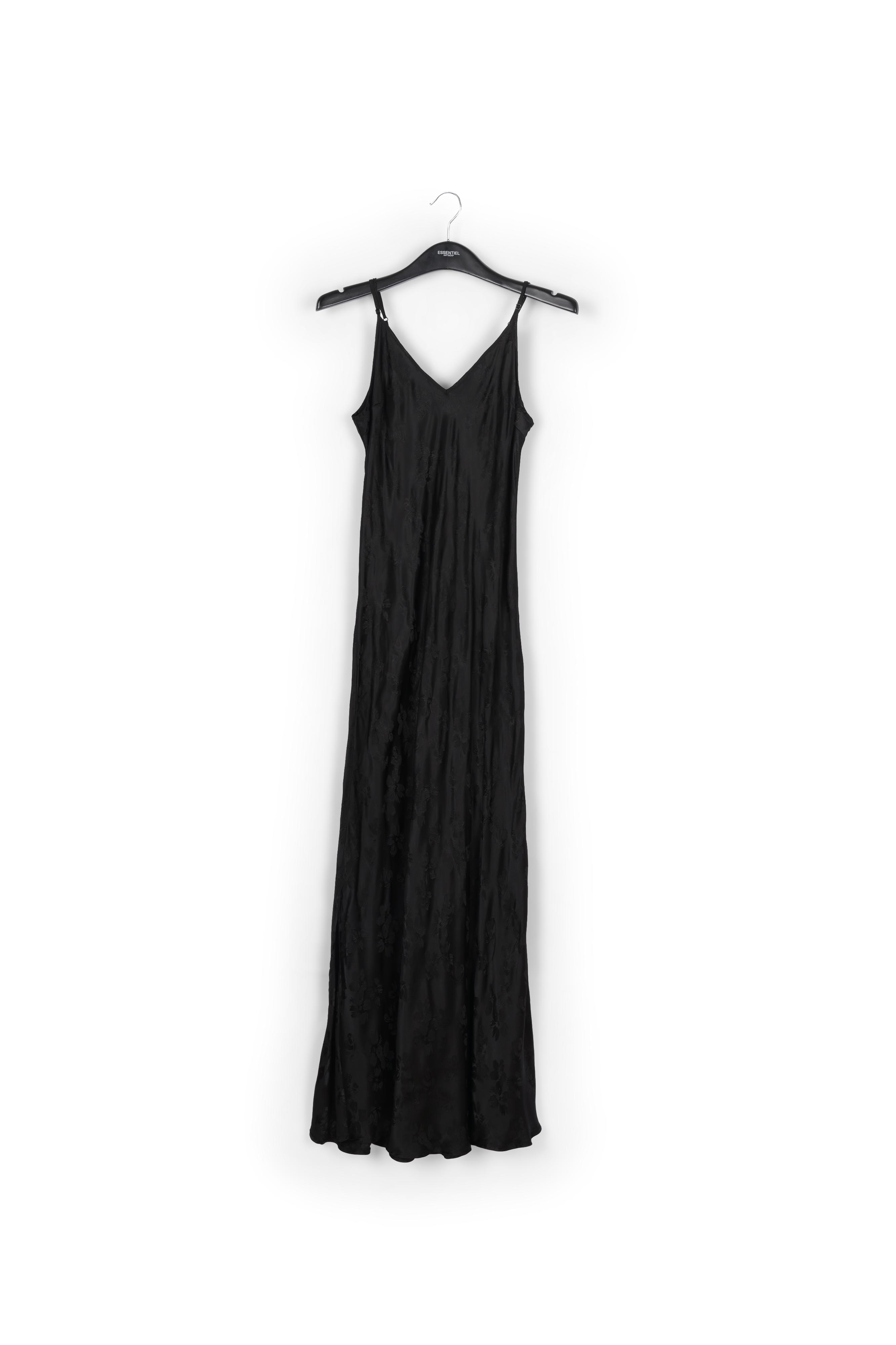 Black floral-print jacquard slip dress RE—SSENTIEL second-hand photo 1