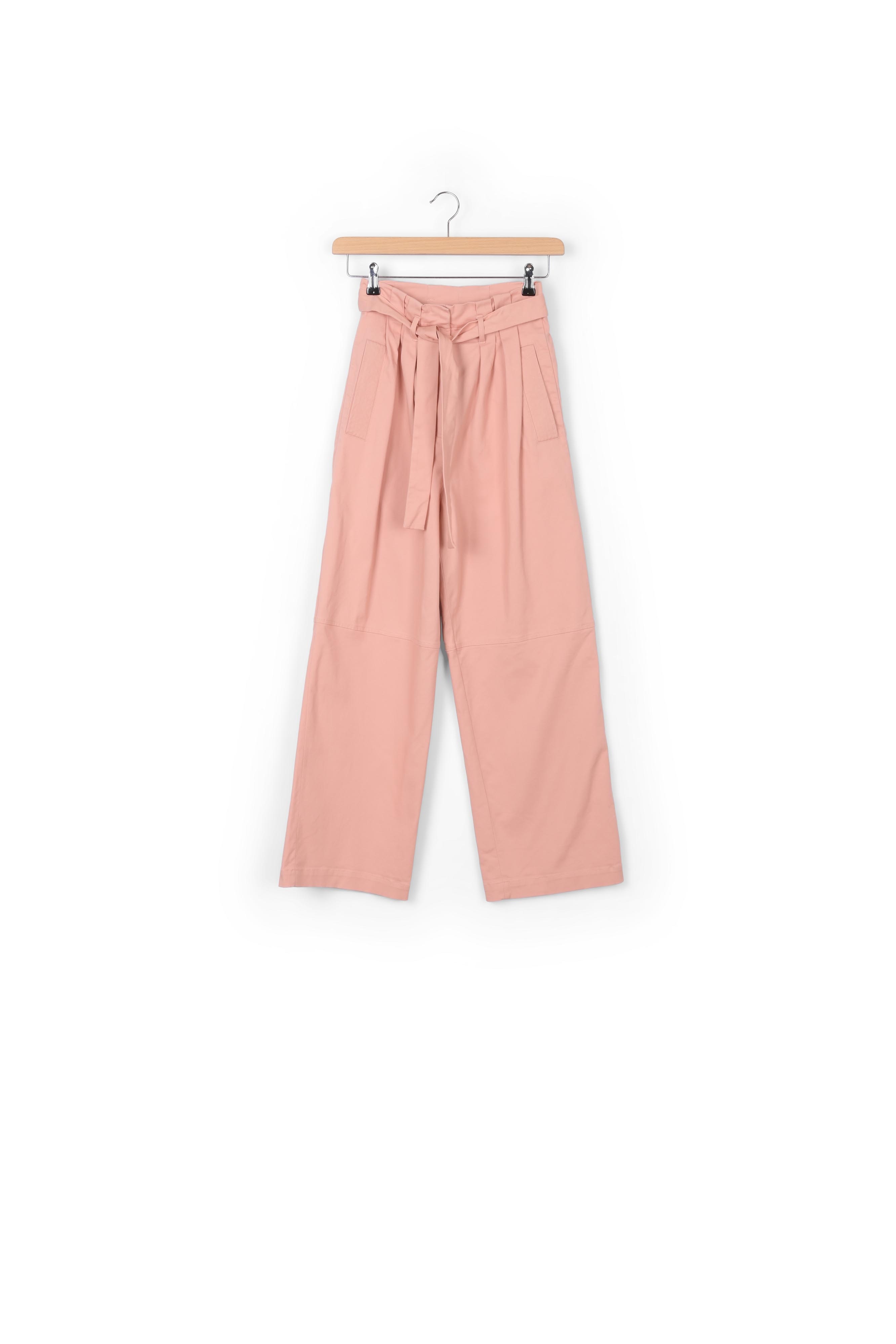 Pink belted straight-leg pants RE—SSENTIEL second-hand photo 1