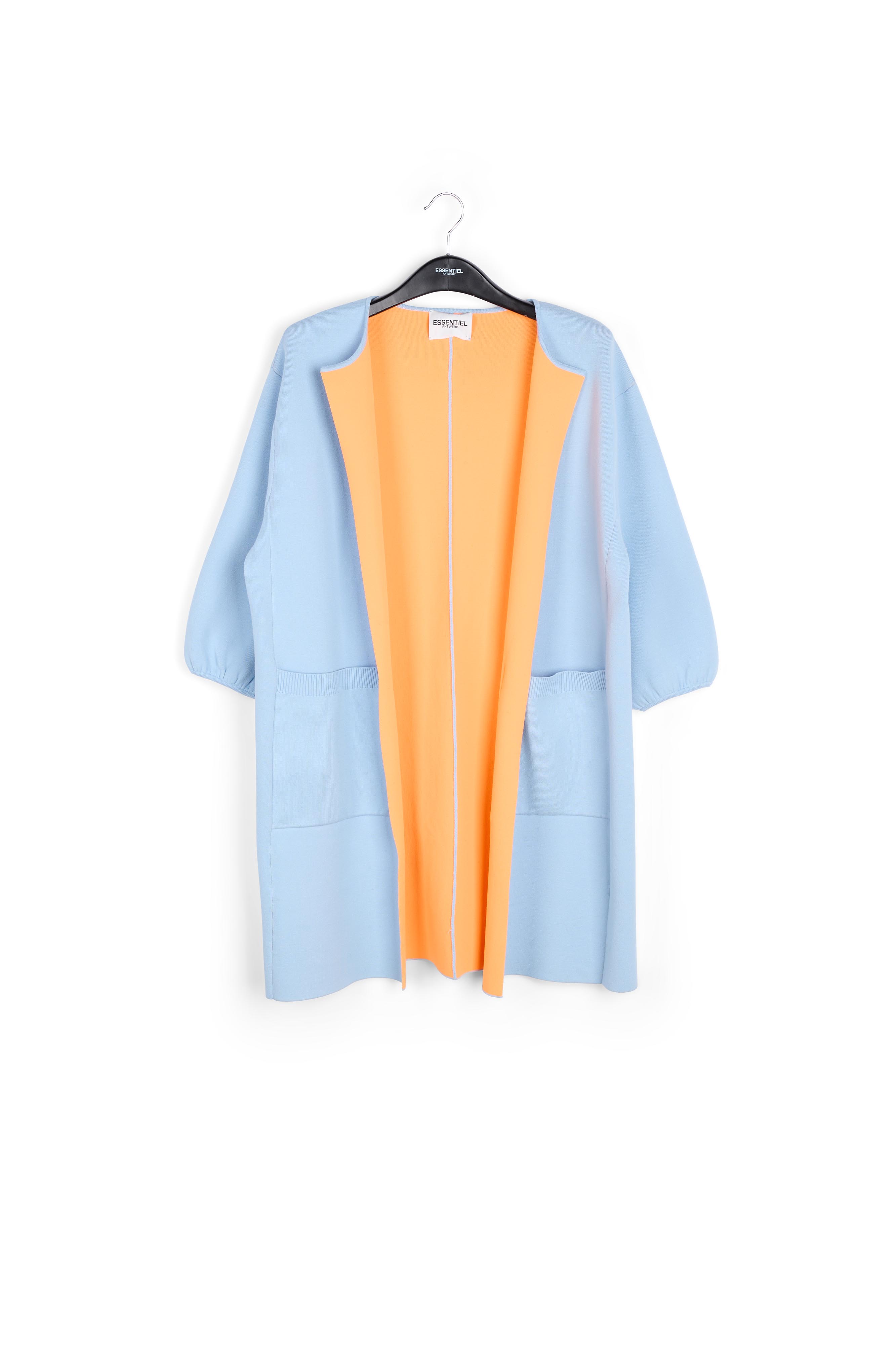 Manteau oversize en tricot bleu clair RE—SSENTIEL seconde main photo 1
