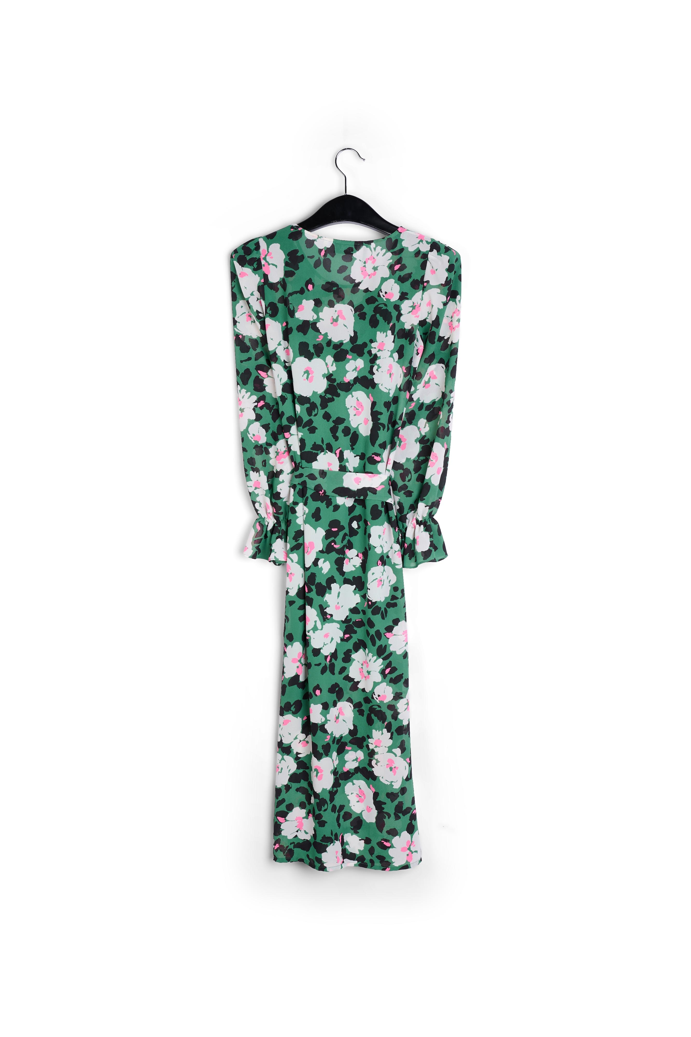 Groene midi-jurk met bloemenprint en riem RE—SSENTIEL tweedehands photo 2