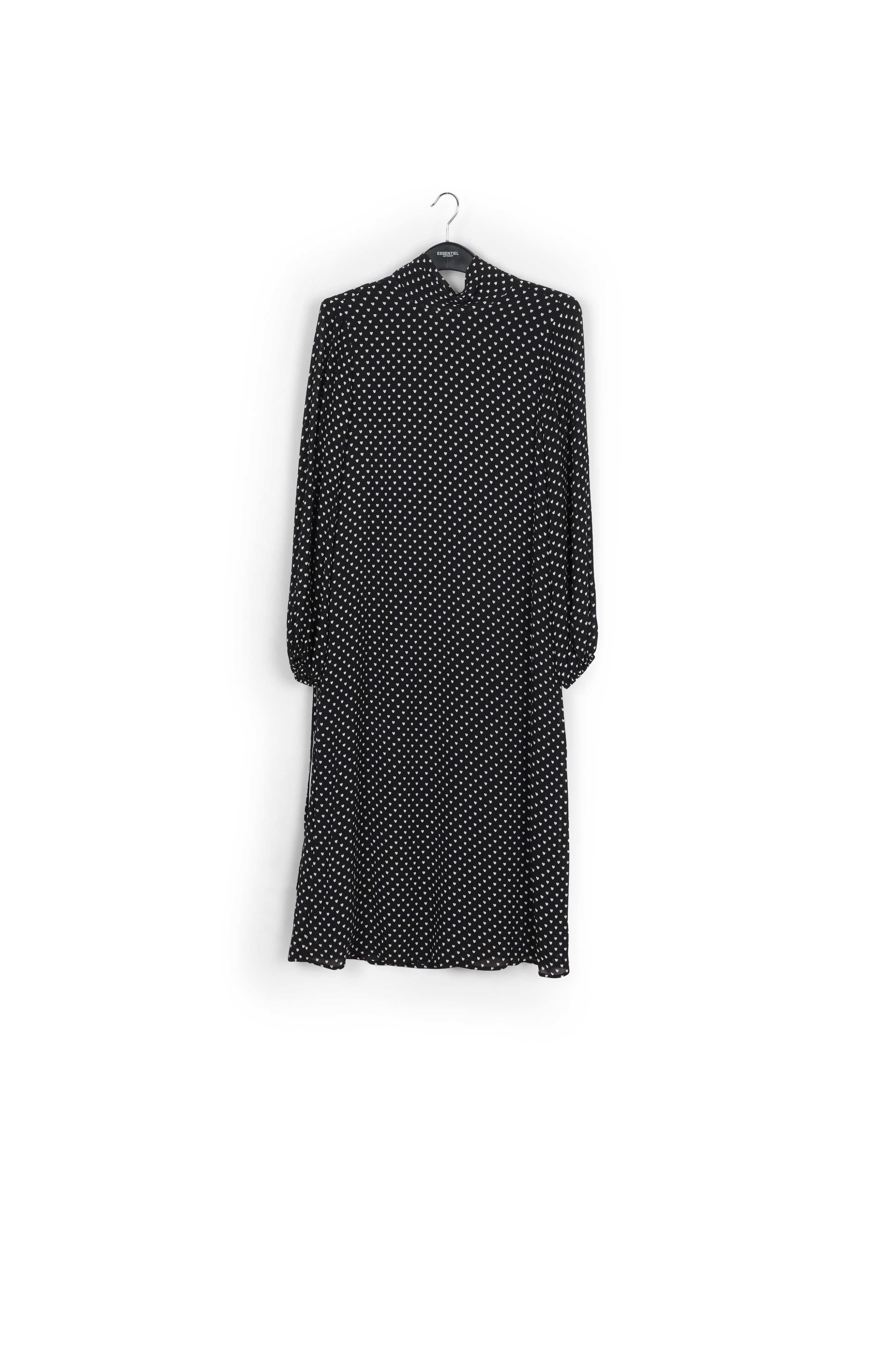 Zwarte halflange jurk met hartjes RE—SSENTIEL tweedehands photo 2