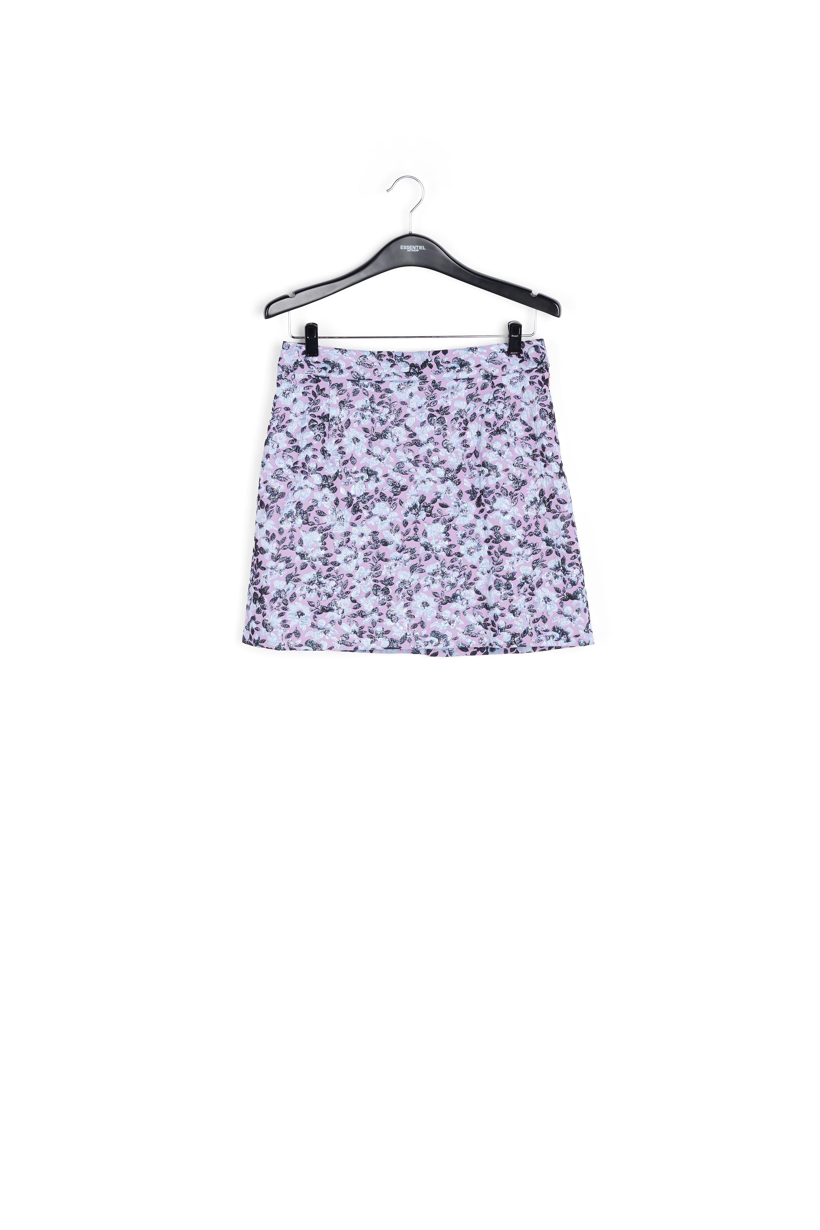 Lilac mini skirt with metallic floral motif RE—SSENTIEL second-hand photo 1