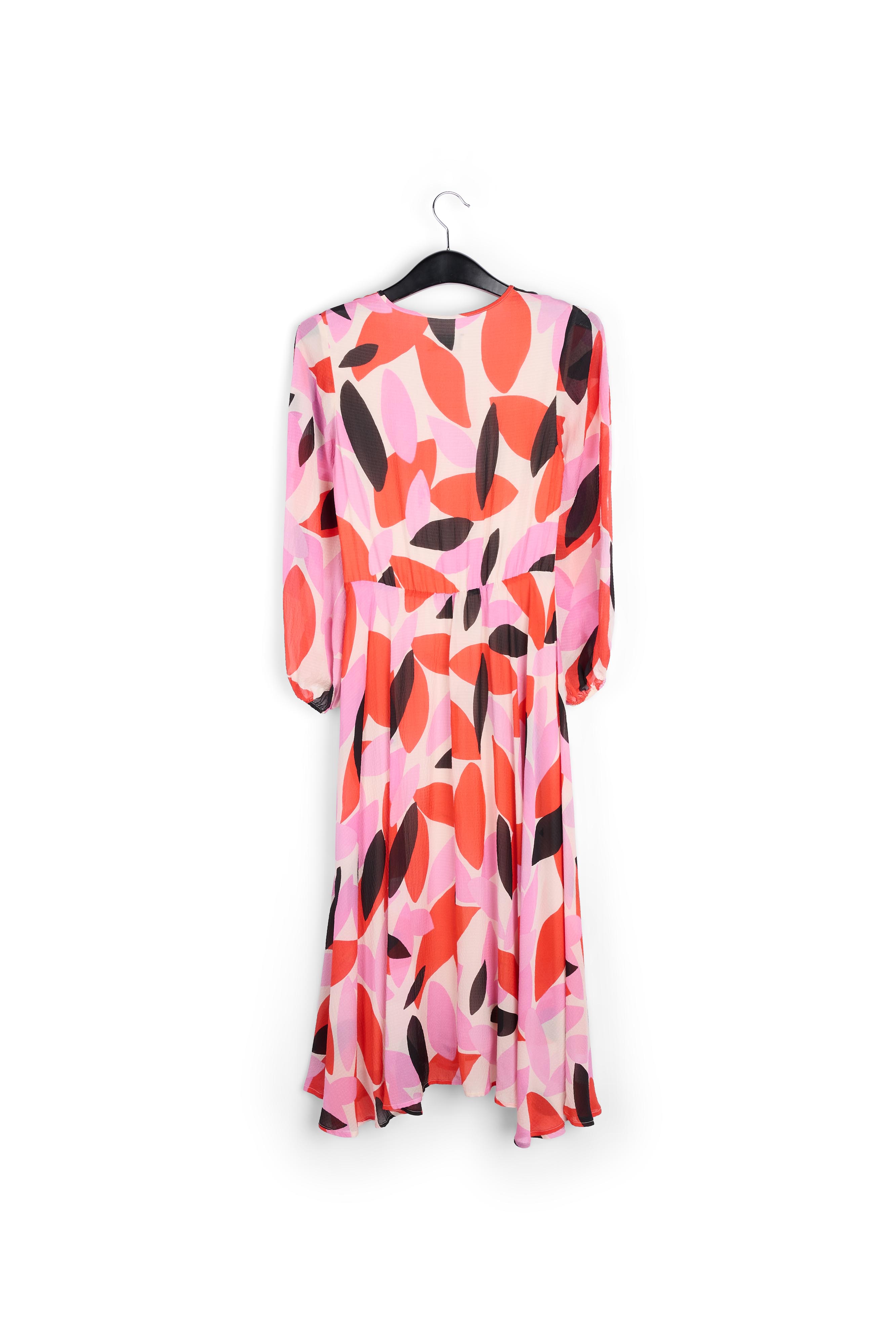Midi-jurk met abstracte print in gebroken wit, rood en roze RE—SSENTIEL tweedehands photo 2