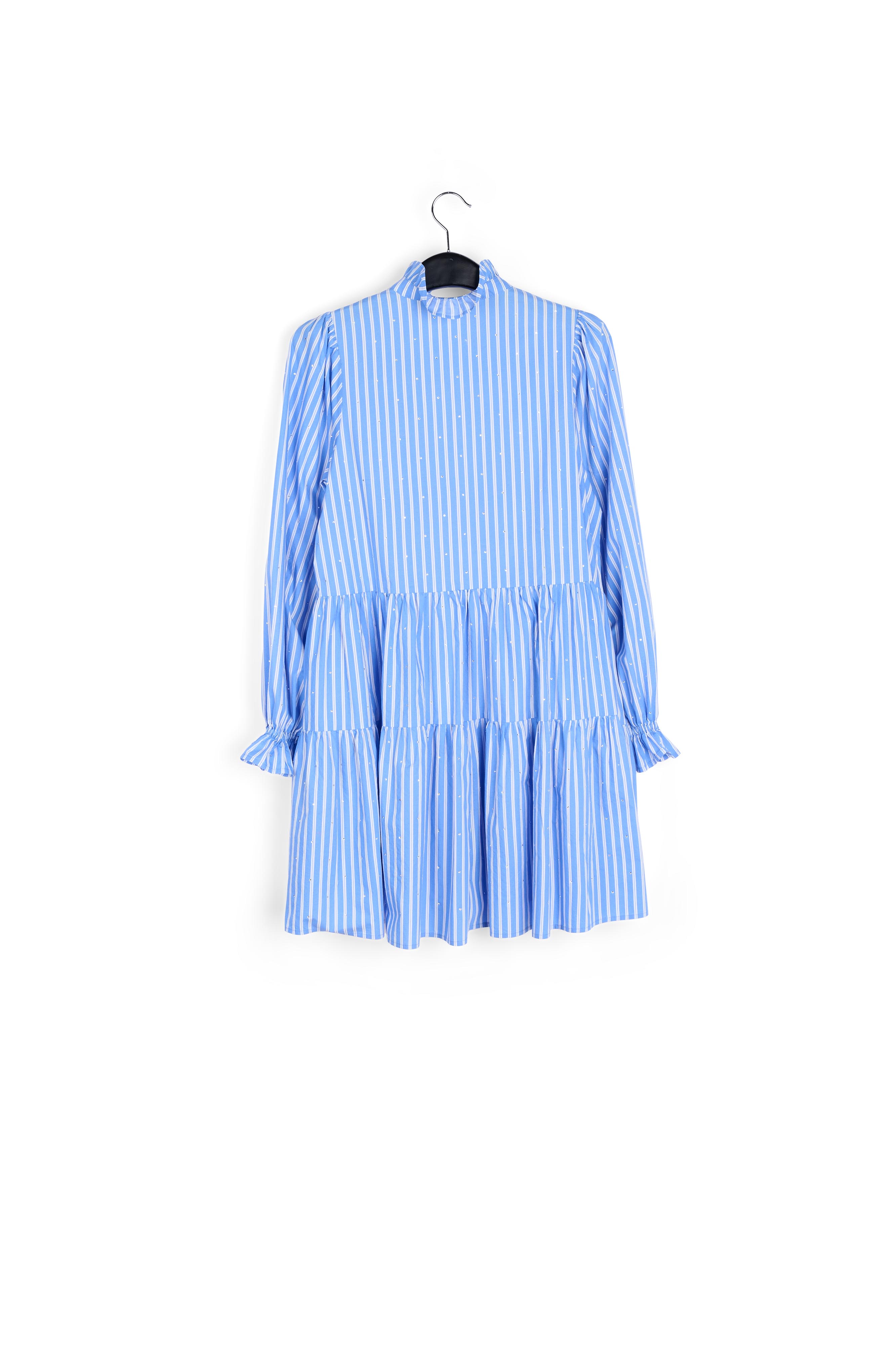 Mini robe bleu clair en popeline avec strass RE—SSENTIEL seconde main photo 2