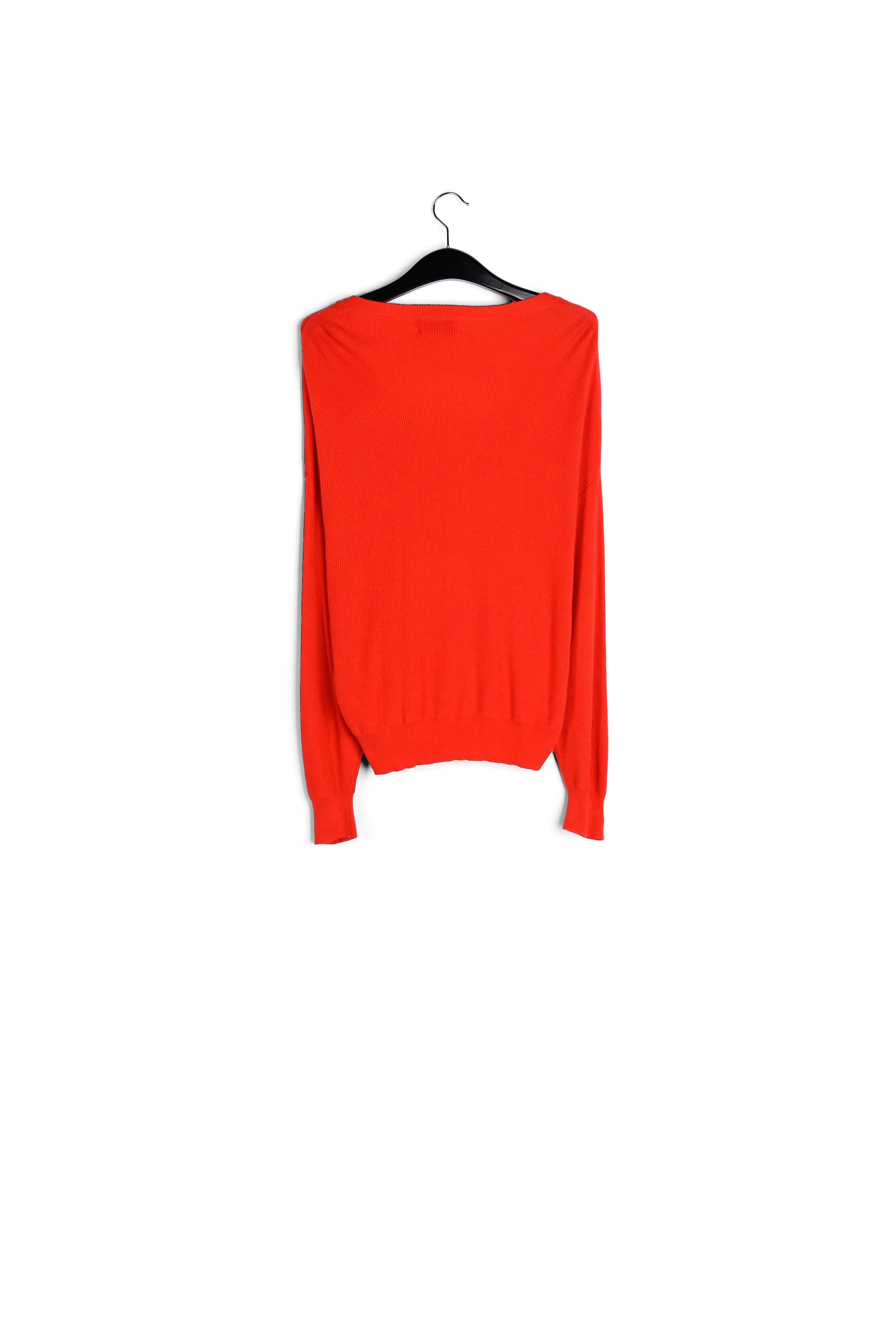 Pull en côtes rouge à encolure en v RE—SSENTIEL seconde main photo 2