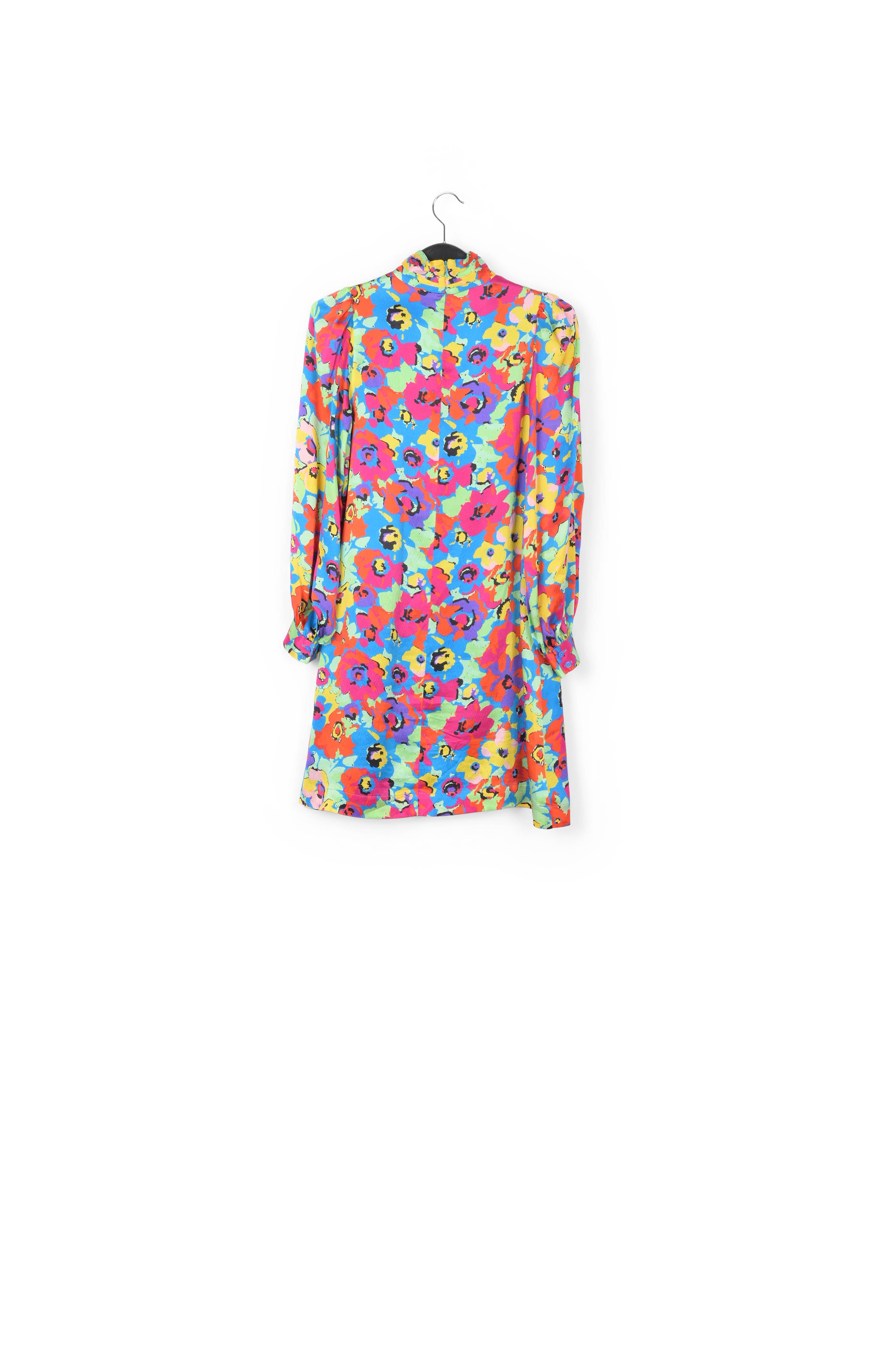 Mini-robe en soie bleu marine à fleurs RE—SSENTIEL seconde main photo 2