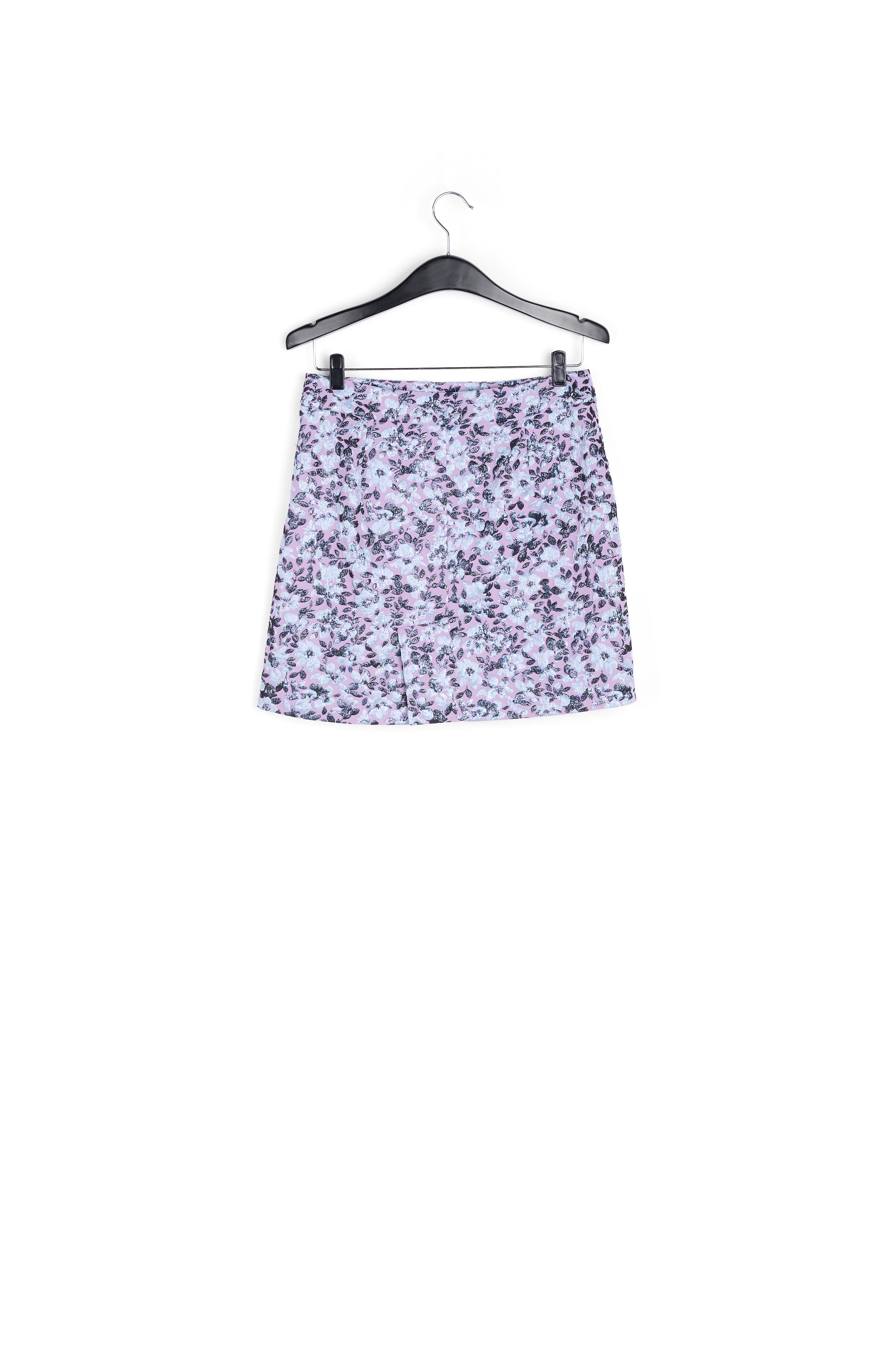 Lilac mini skirt with metallic floral motif RE—SSENTIEL second-hand photo 2