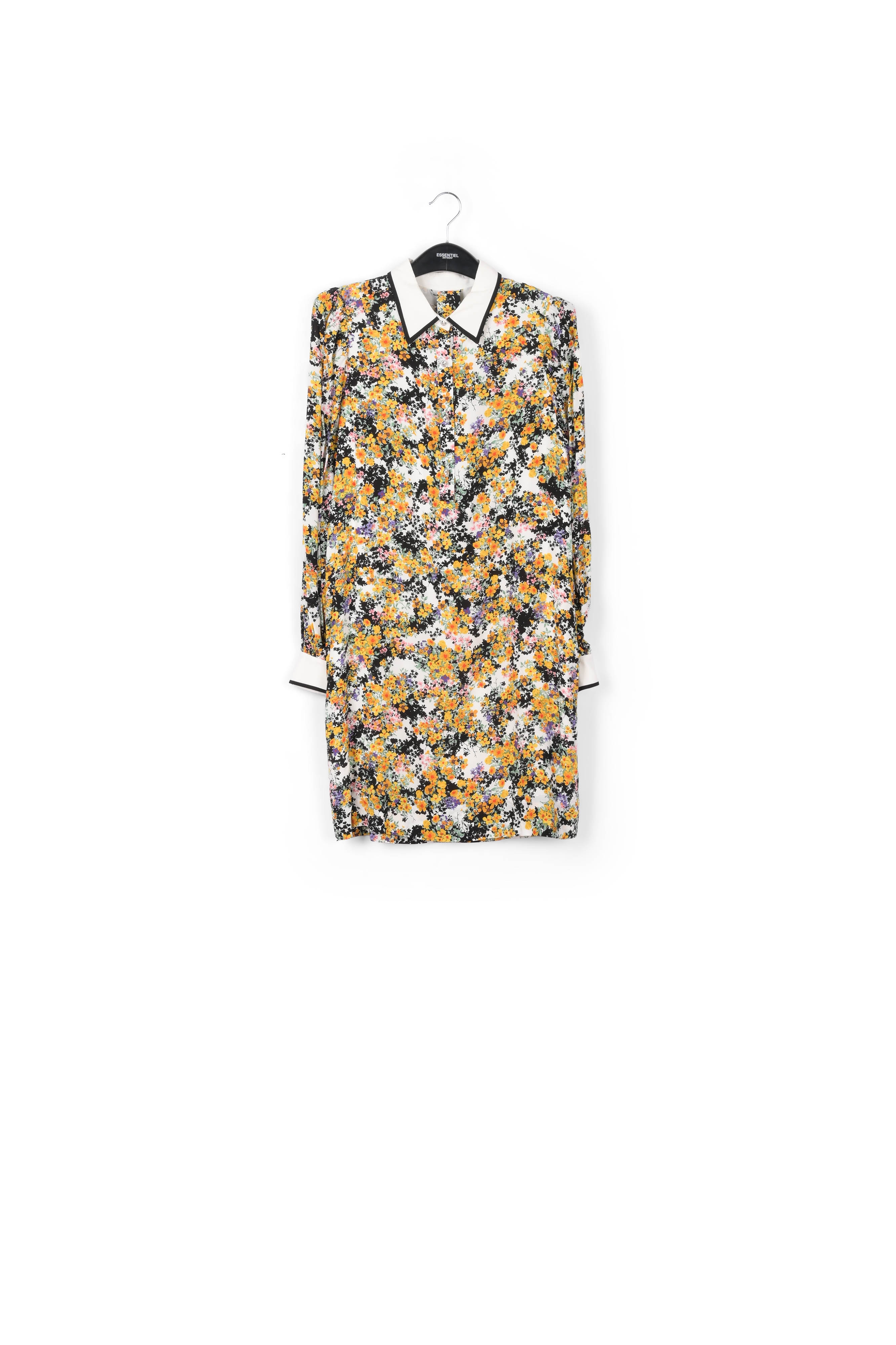Mini robe chemise blanc cassé à  fleurs RE—SSENTIEL seconde main photo 1