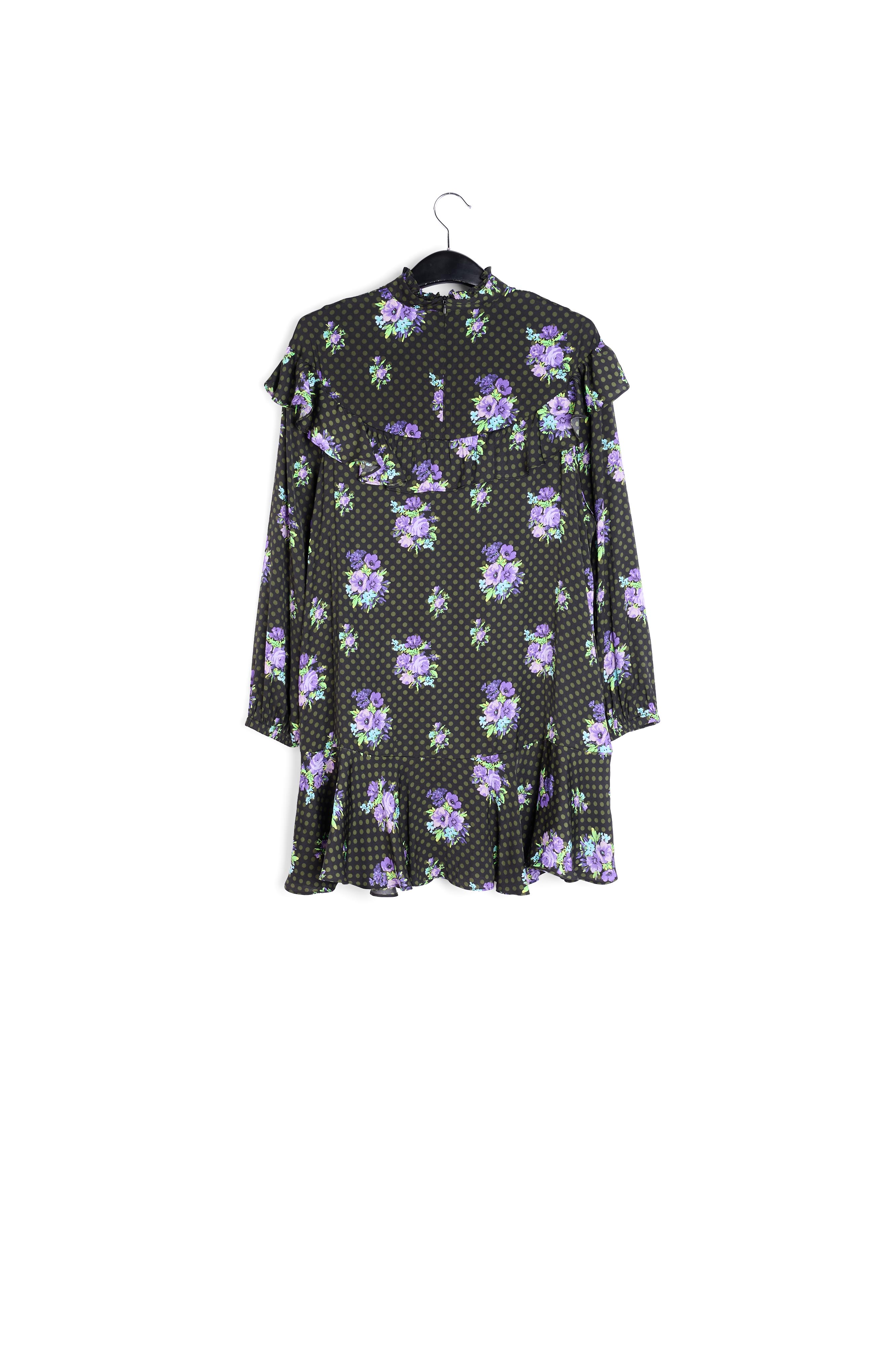 Robe à ligne a noire et pourpre à volants RE—SSENTIEL seconde main photo 2