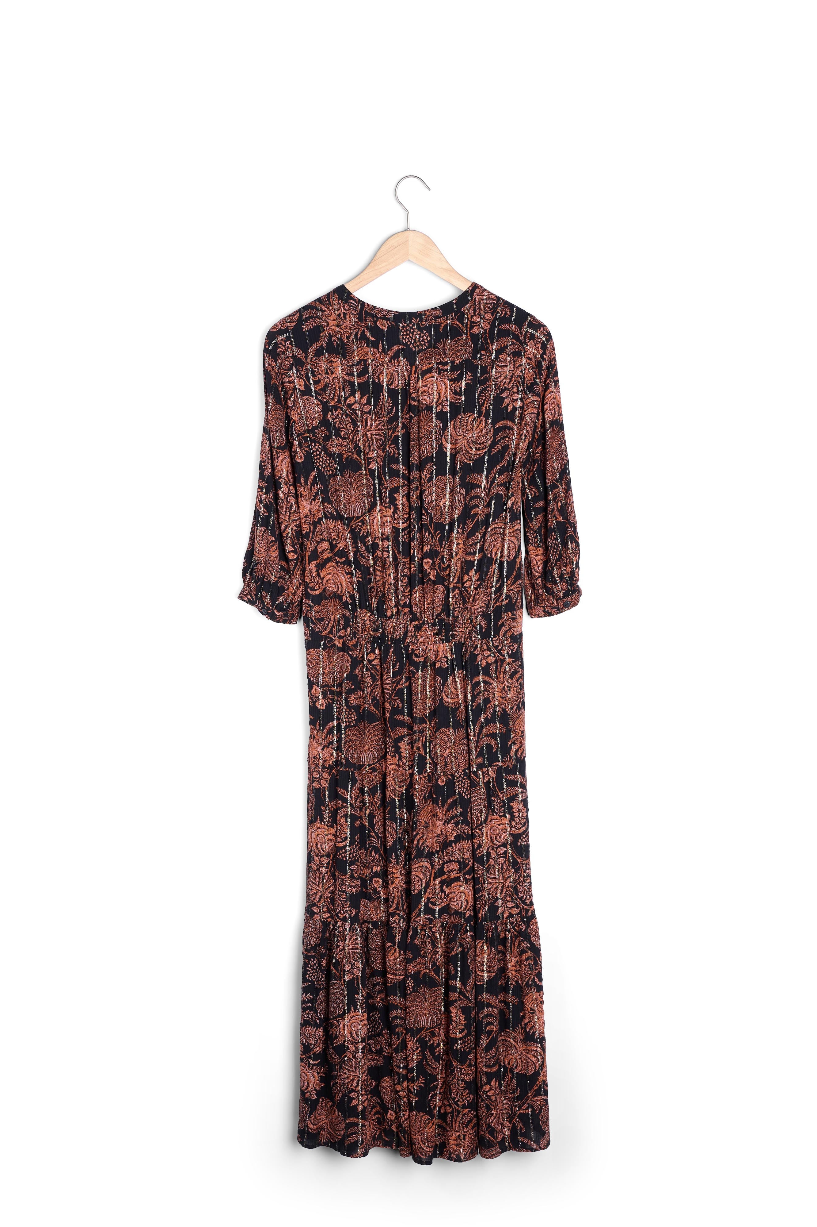 Robe chemise longue imprimée noire et orange Laly Maison 123 seconde main photo 4