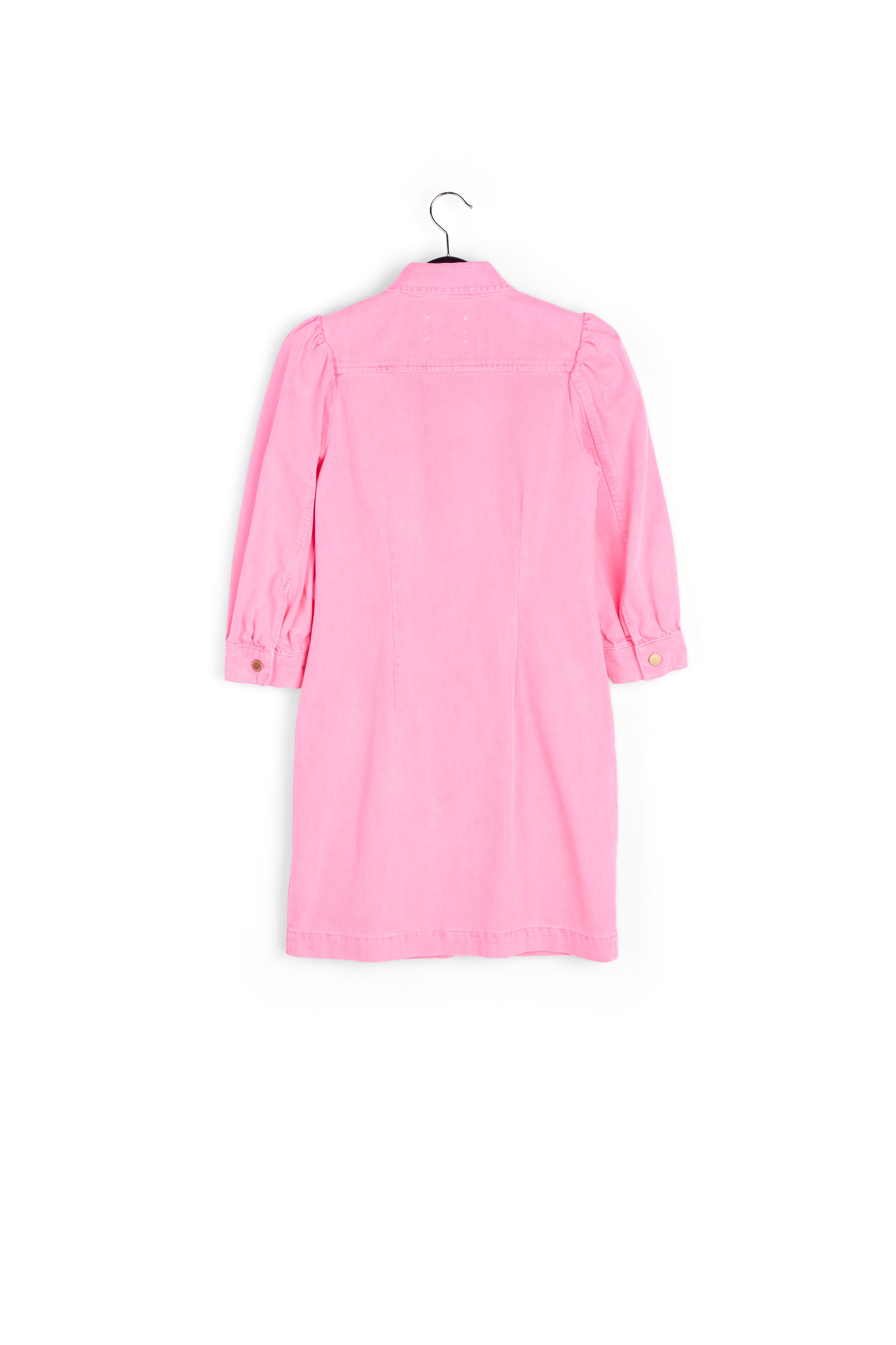 Robe mini en jean rose fluo aux manches bouffantes RE—SSENTIEL seconde main photo 2