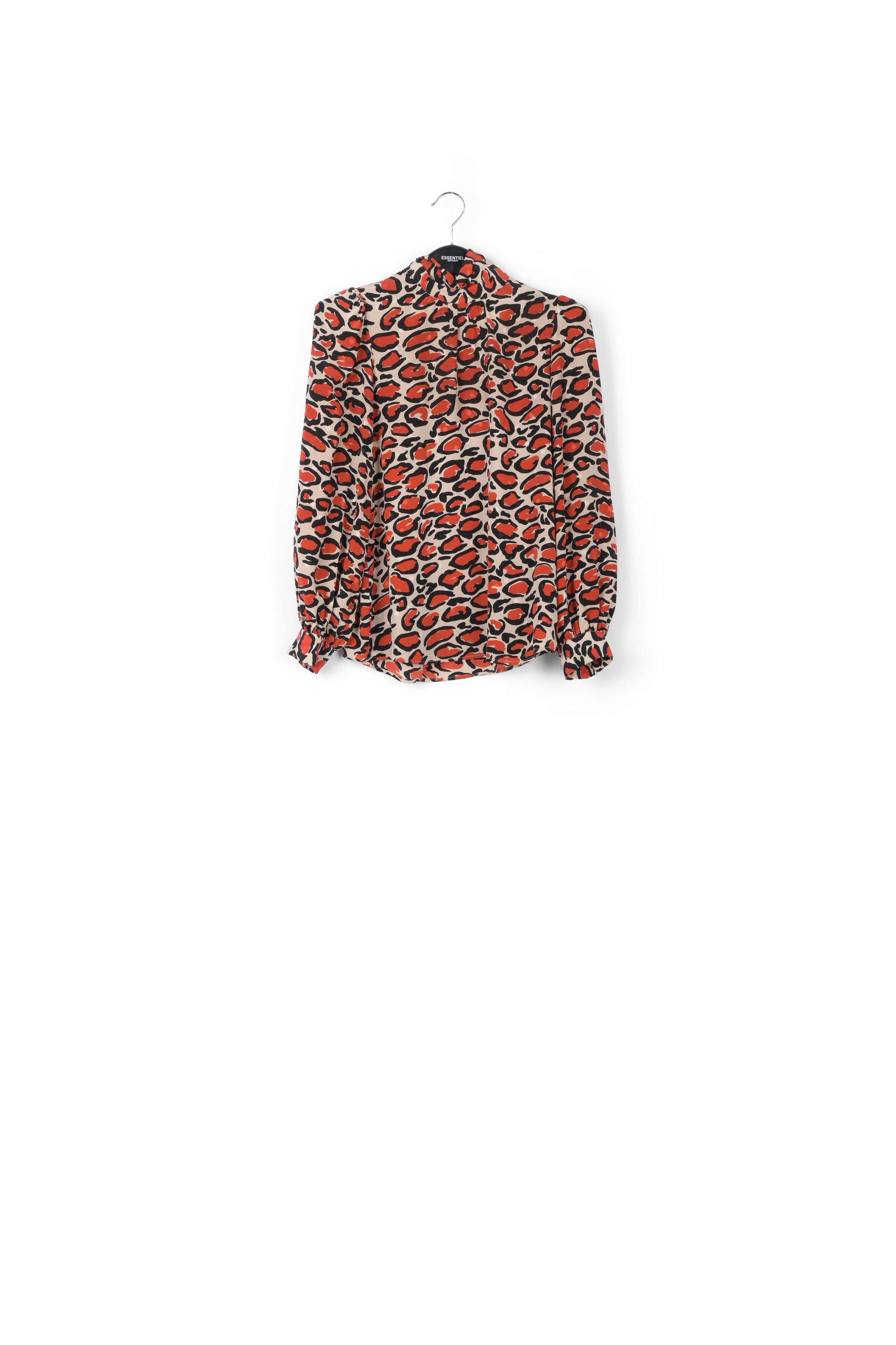 Off-white silk top with stand-up collar and leopard print RE—SSENTIEL second-hand photo 1
