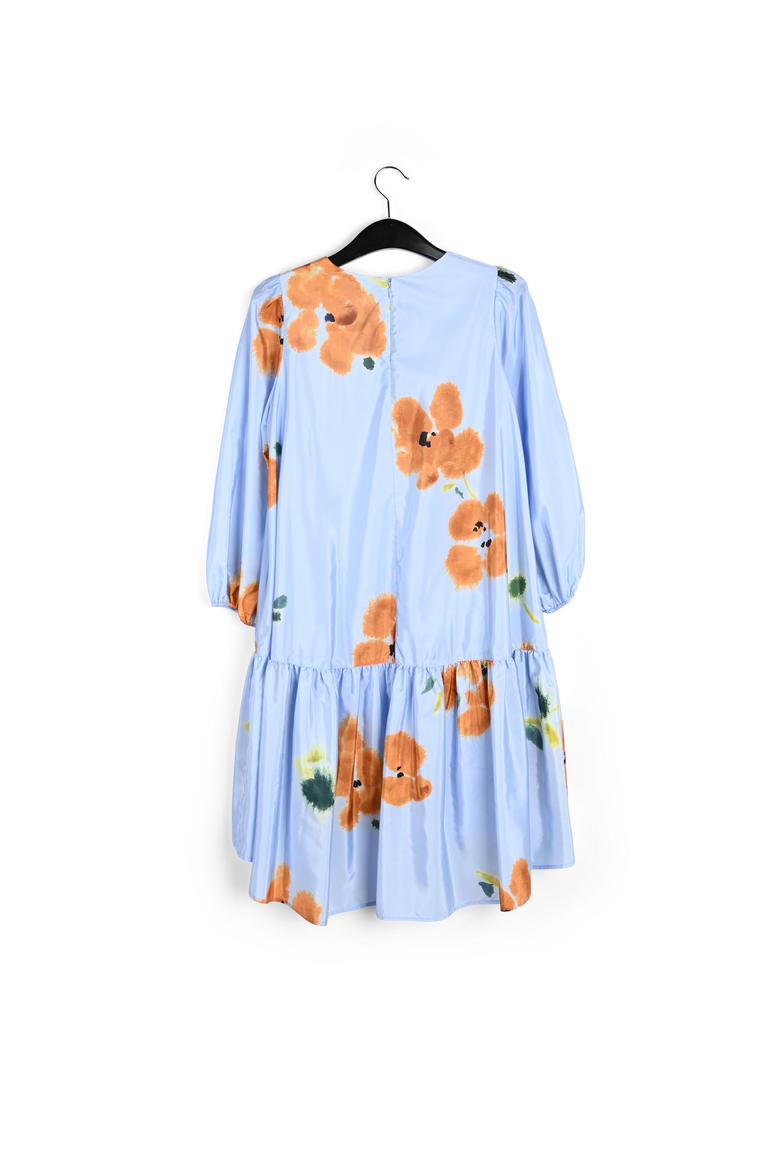 Blue floral print oversized mini dress RE—SSENTIEL second-hand photo 2