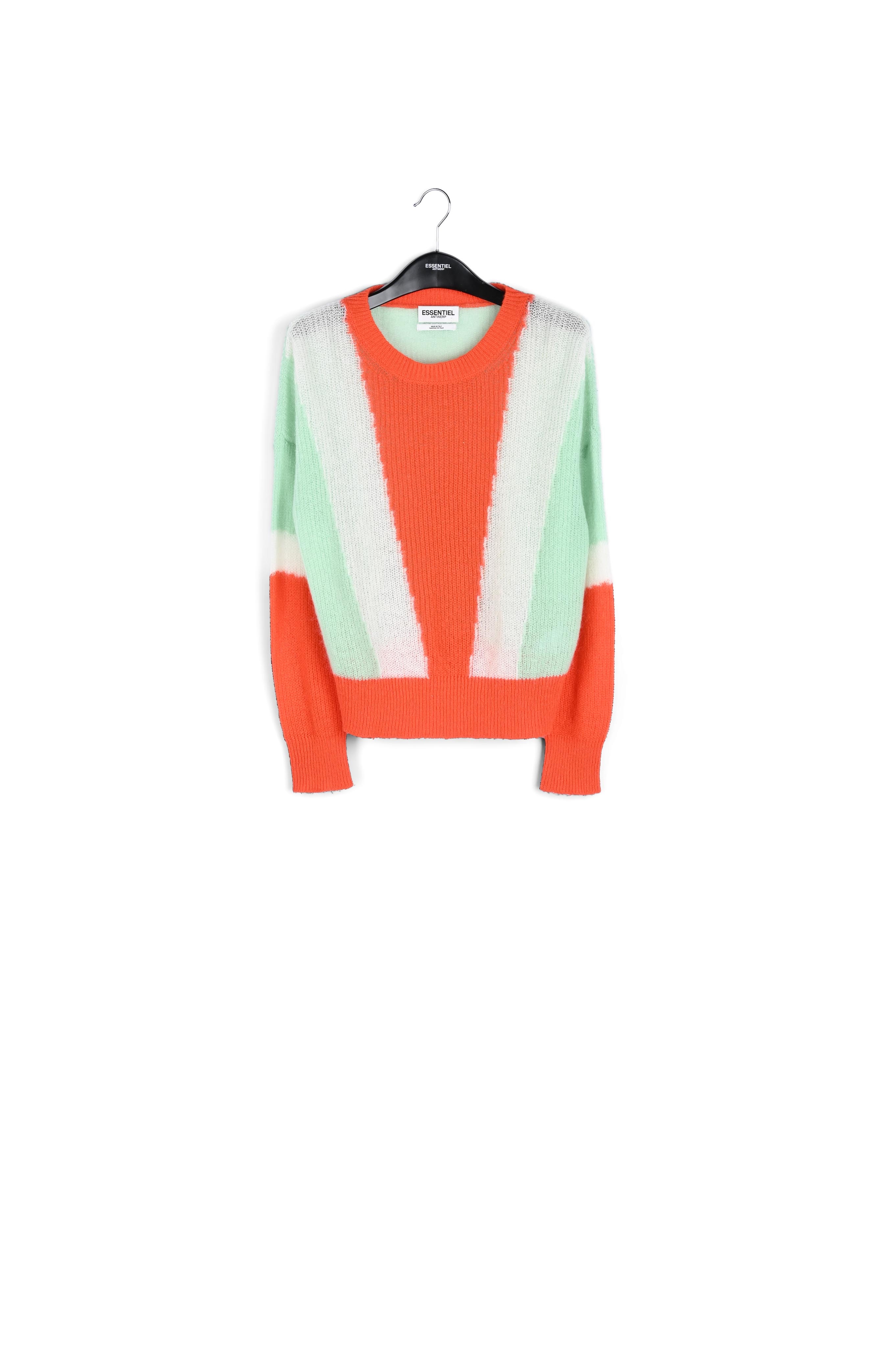 Oranje, gebroken witte en muntgroene trui met mohair RE—SSENTIEL tweedehands photo 1