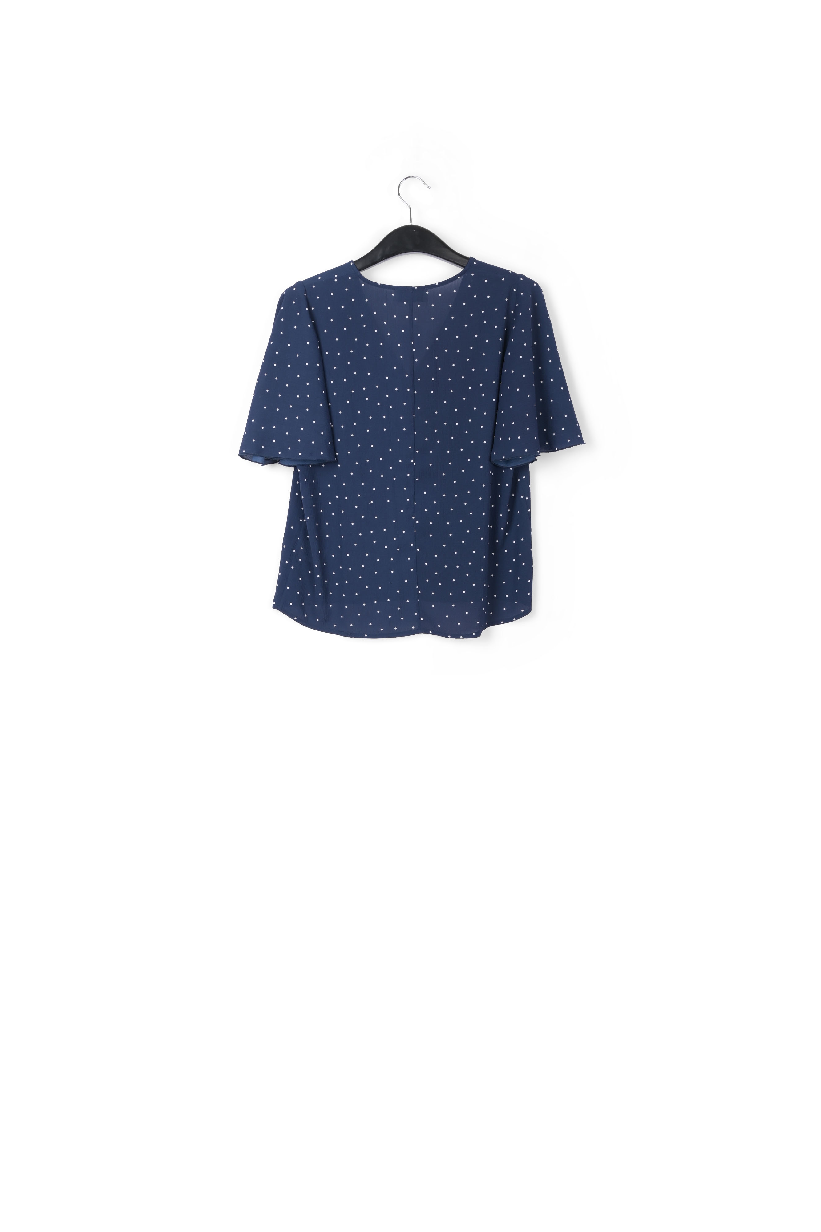 Dark blue polka dot v-neck top RE—SSENTIEL second-hand photo 2