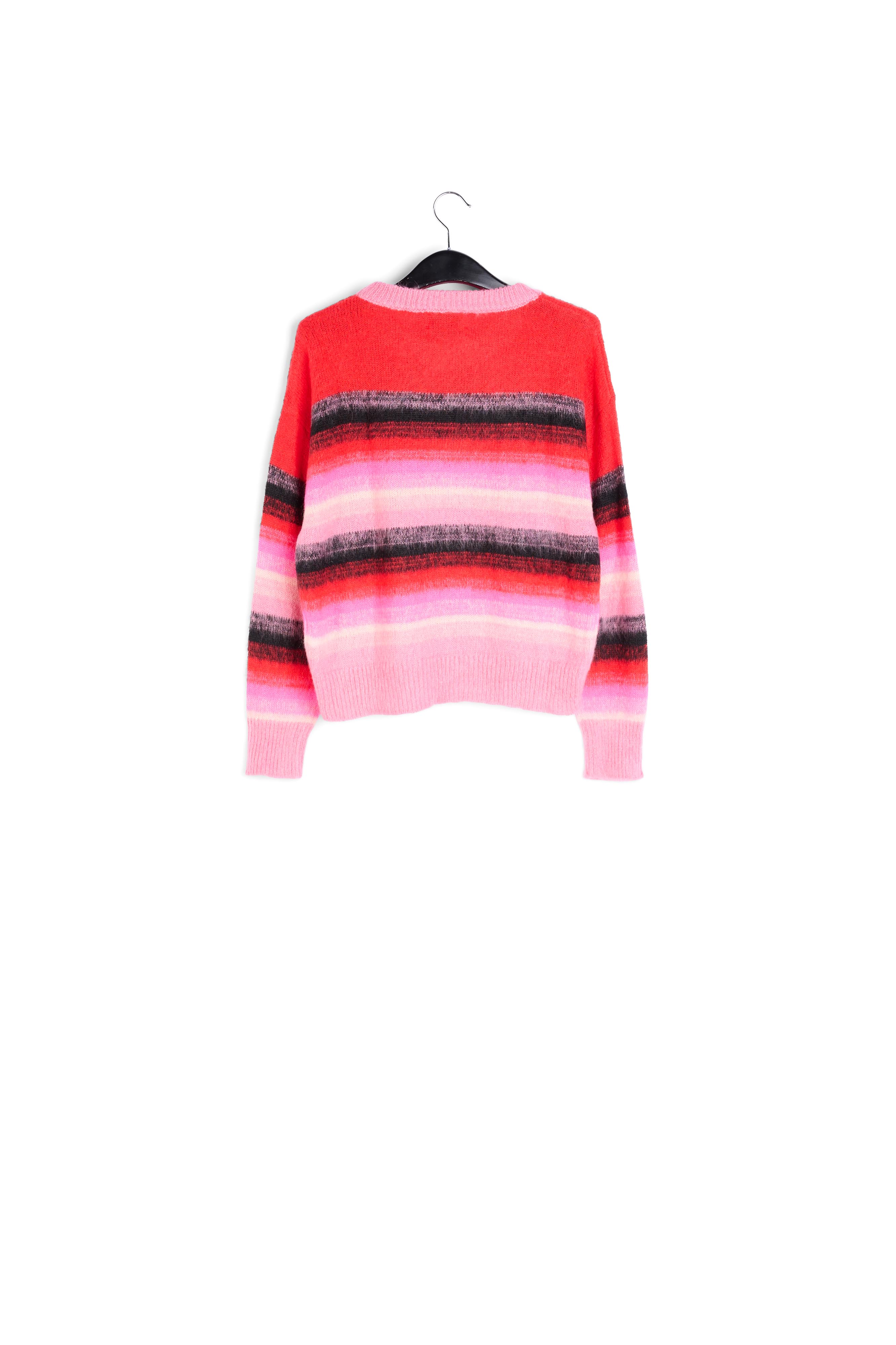 Pull à rayures rouges, rose et noires RE—SSENTIEL seconde main photo 2