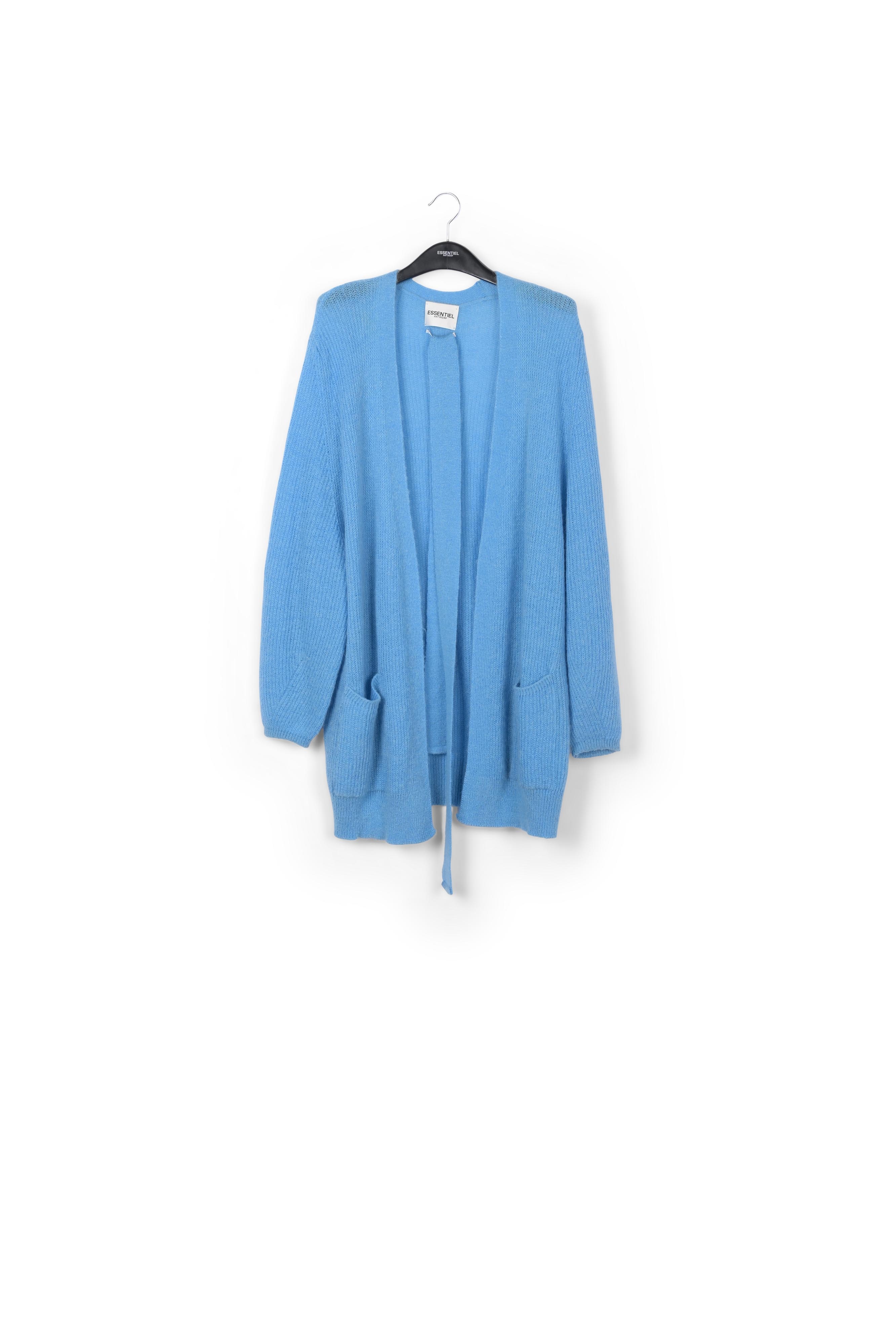 Lichtblauwe mohairmix cardigan met riem RE—SSENTIEL tweedehands photo 1