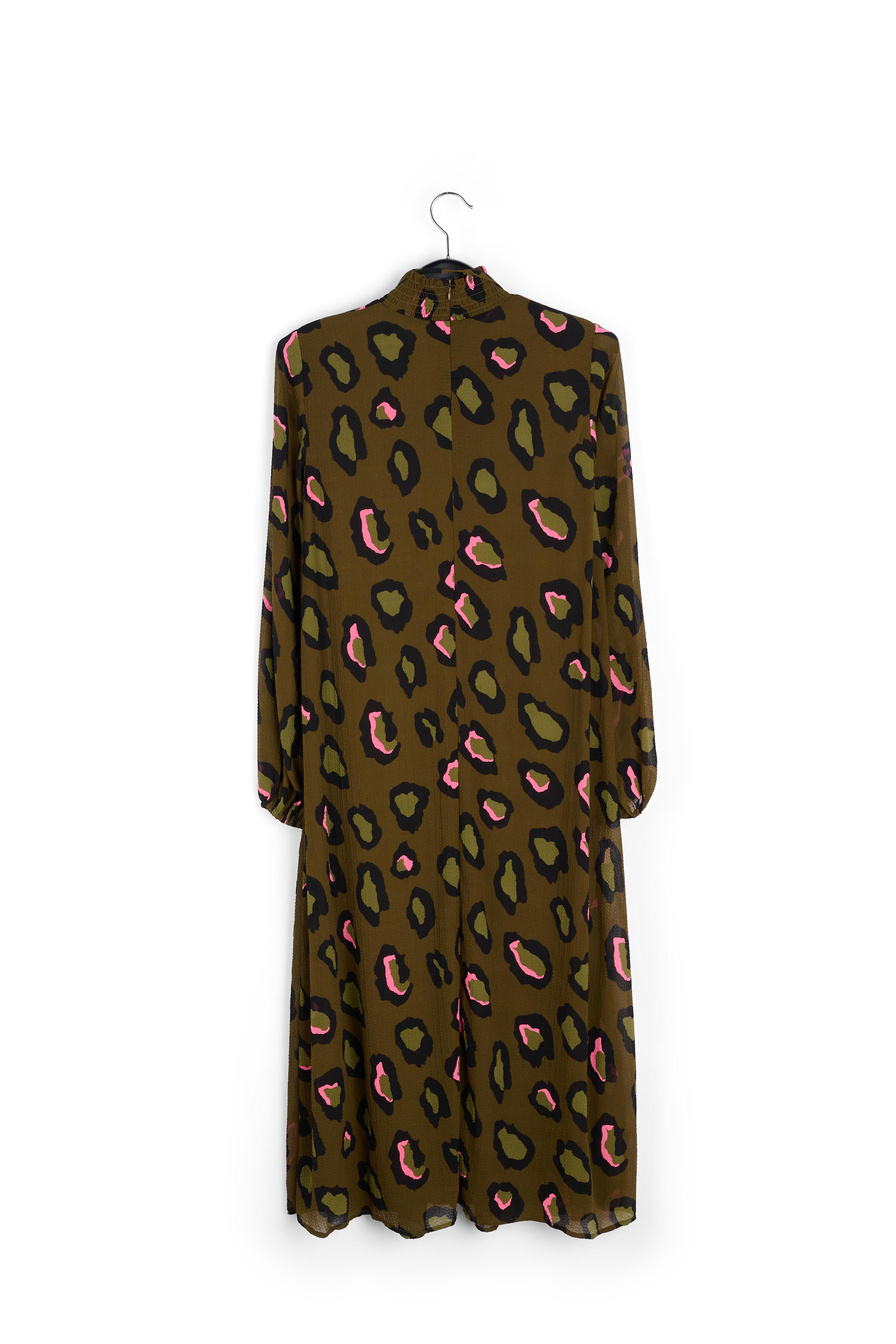 Khaki leopard-print midi-length dress RE—SSENTIEL second-hand photo 2