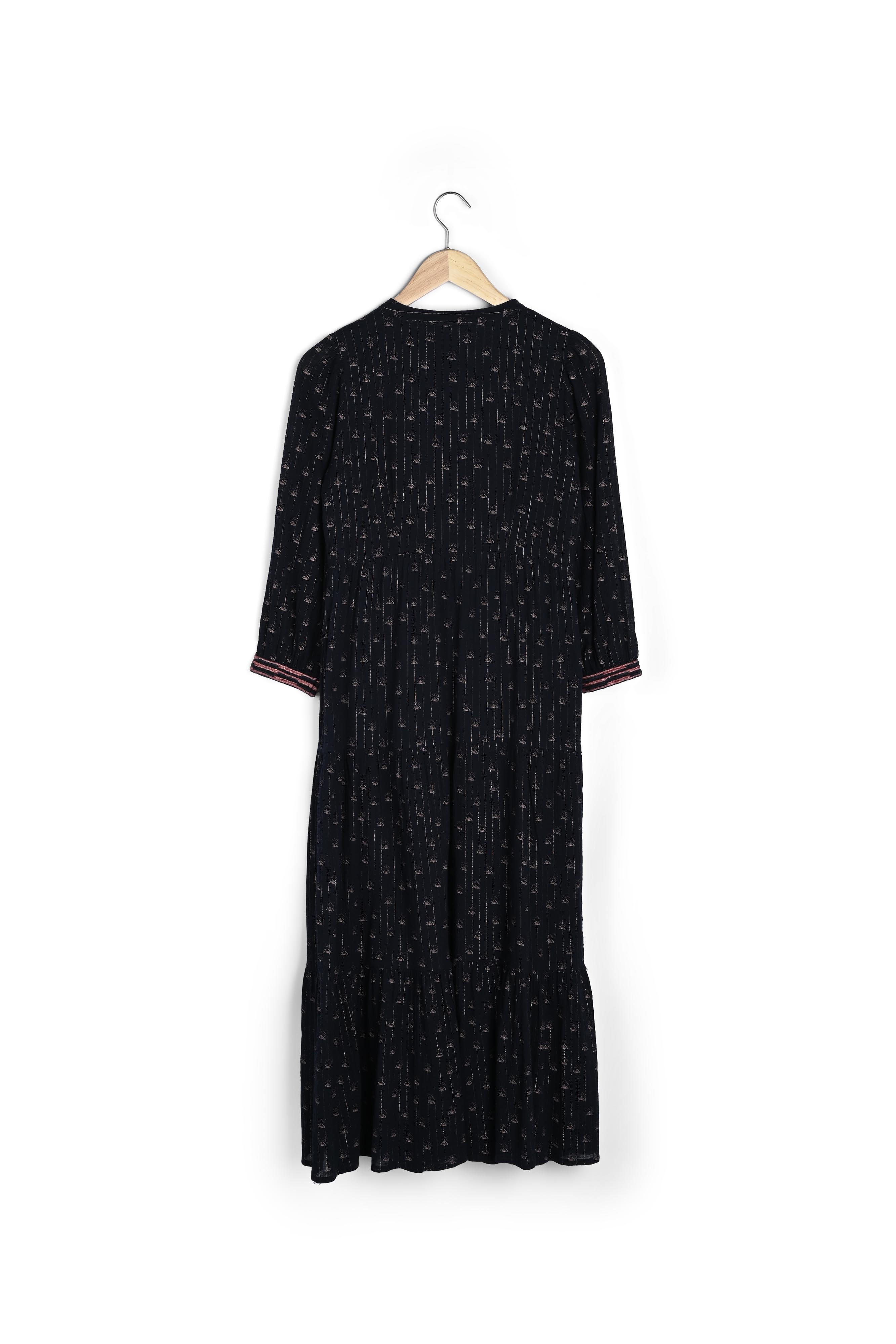 Robe longue imprimée en coton noir Norma Maison 123 seconde main photo 4