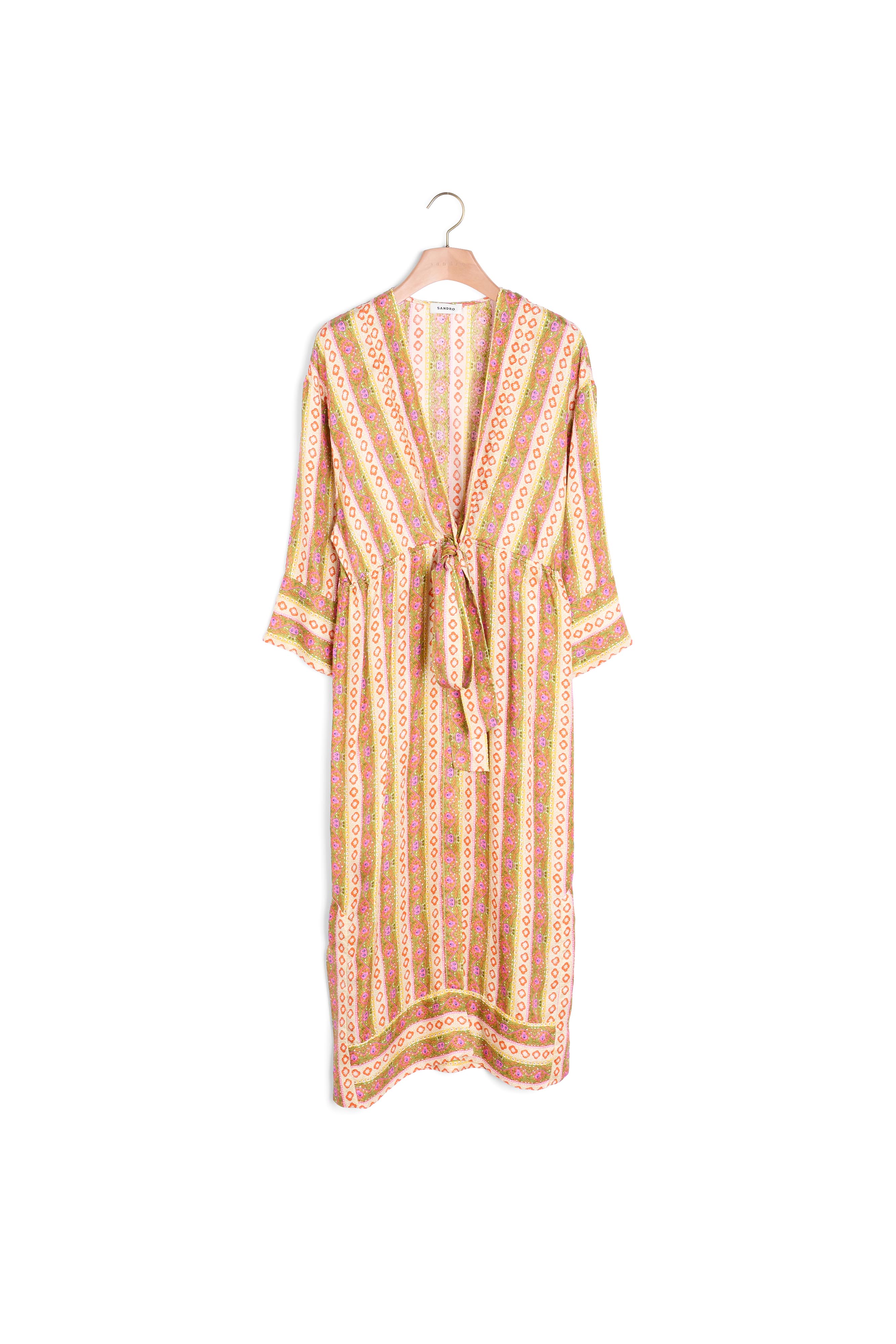Caftan dress with Flower Stripes print
