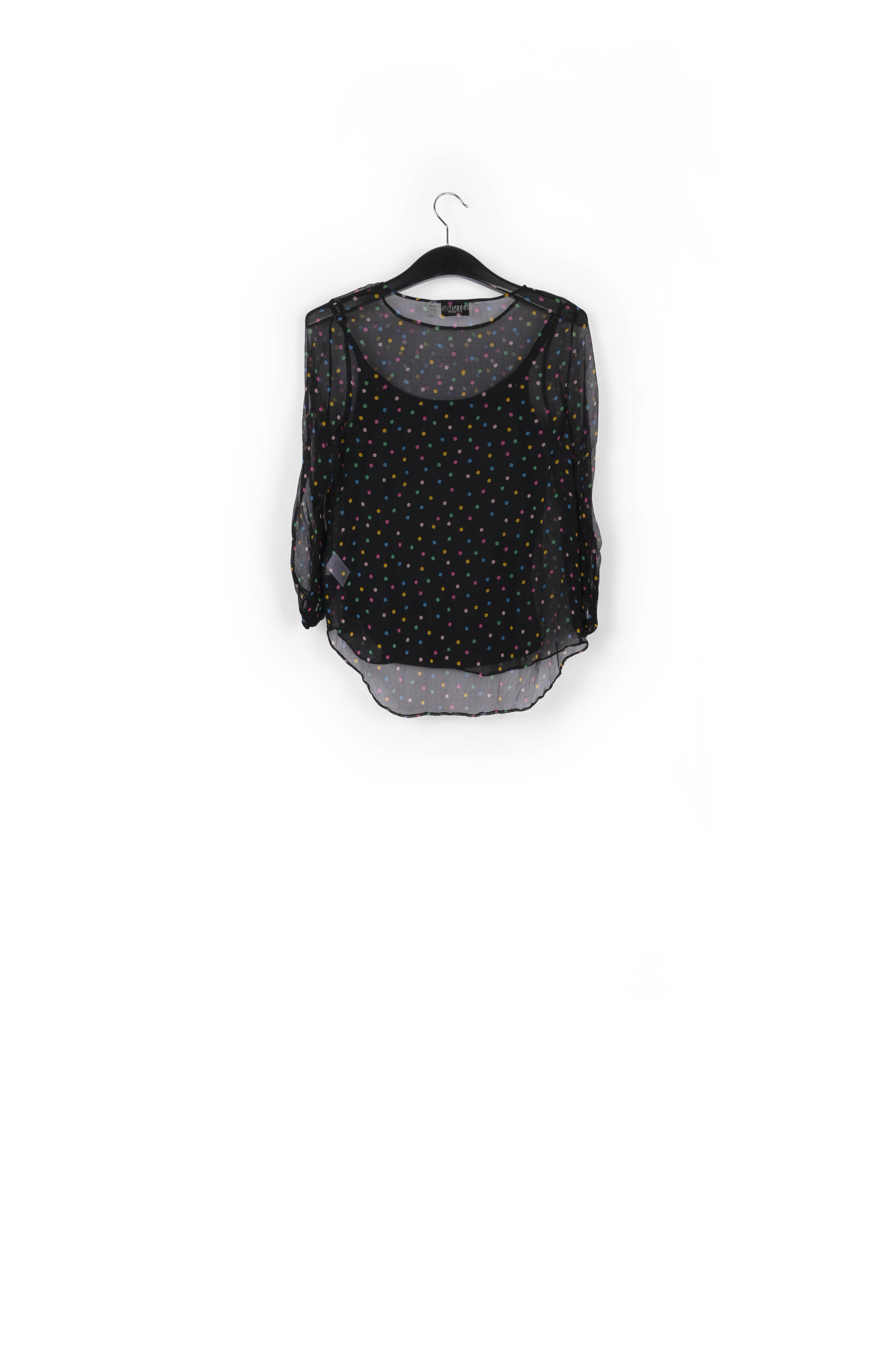 Black translucent spotted top with lining RE—SSENTIEL second-hand photo 2