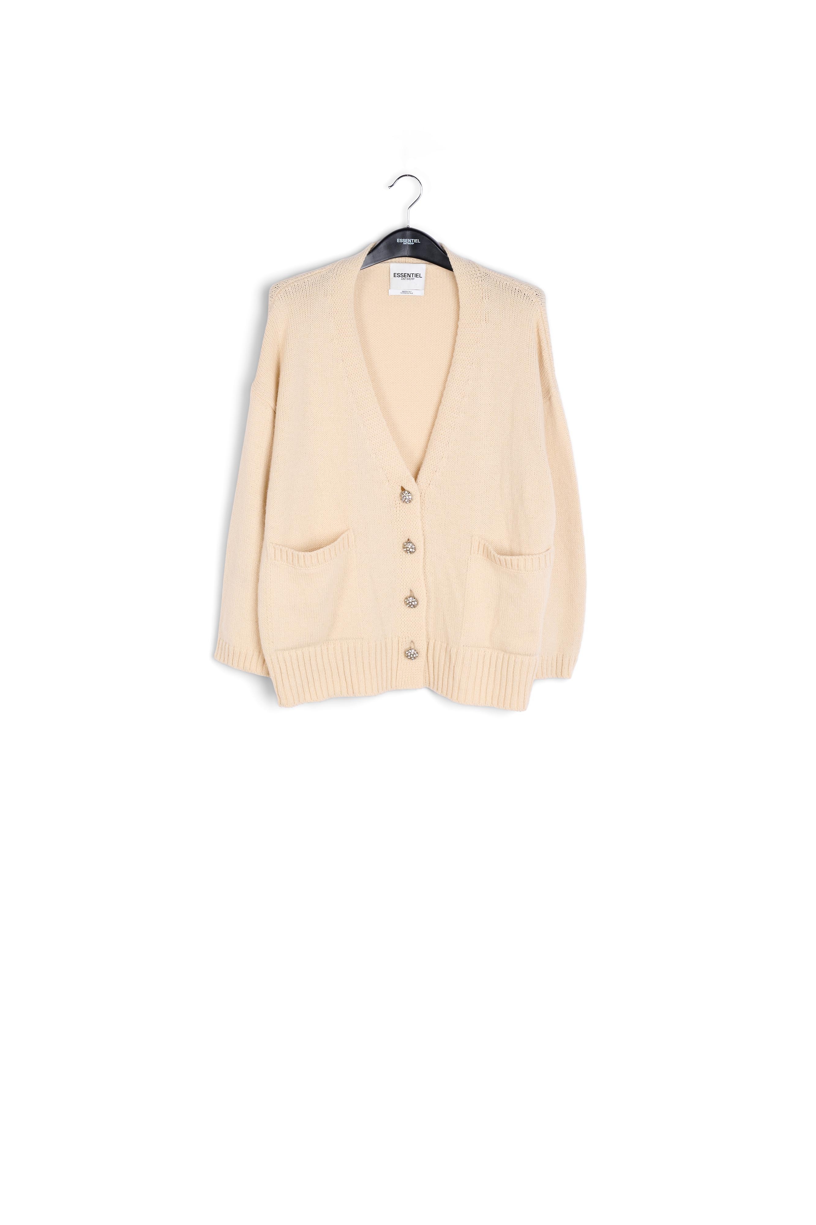 Off-white oversized cardigan with rhinestone buttons RE—SSENTIEL second-hand photo 1