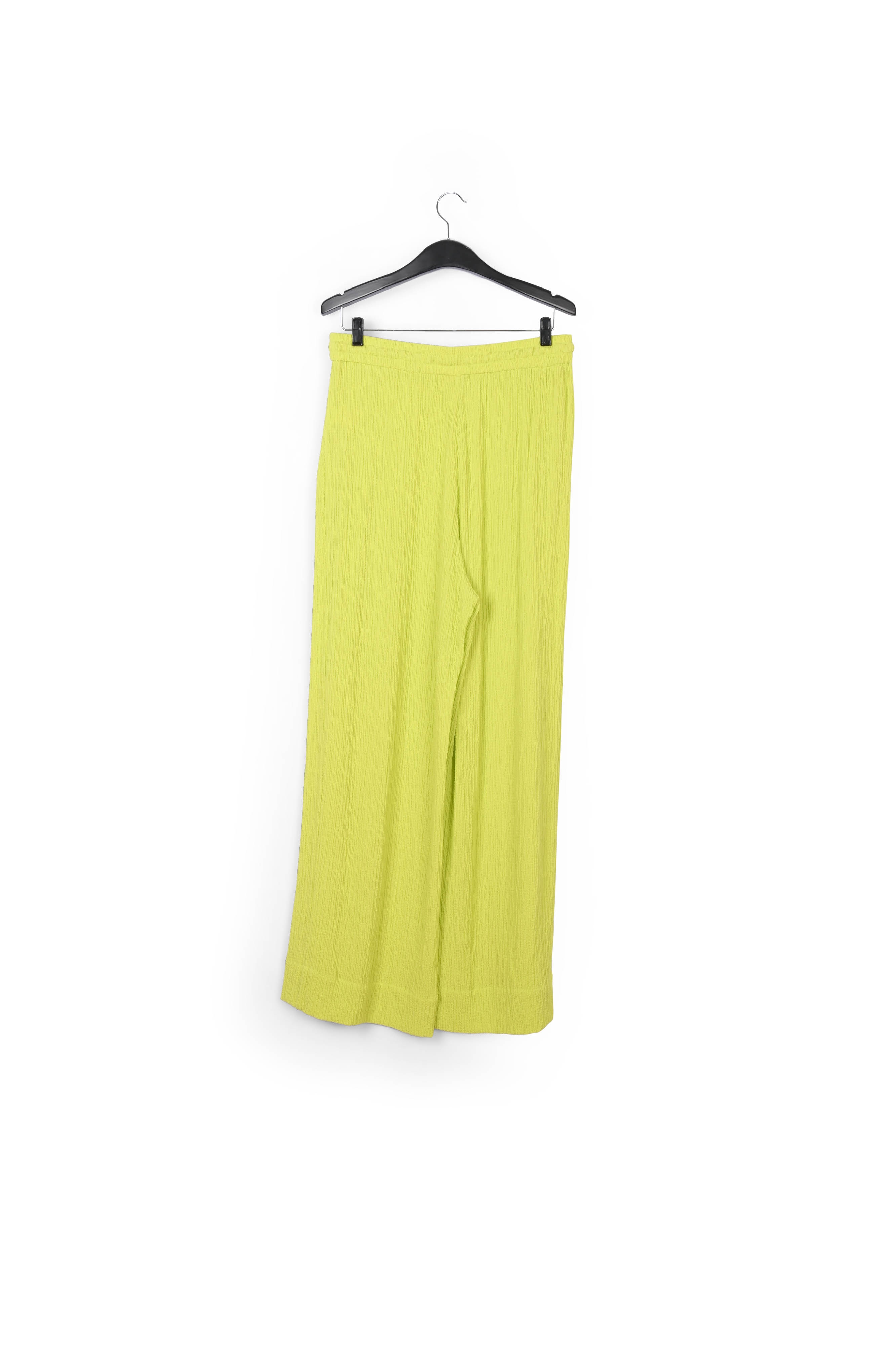 Pantalon large en cloqué vert citron RE—SSENTIEL seconde main photo 2