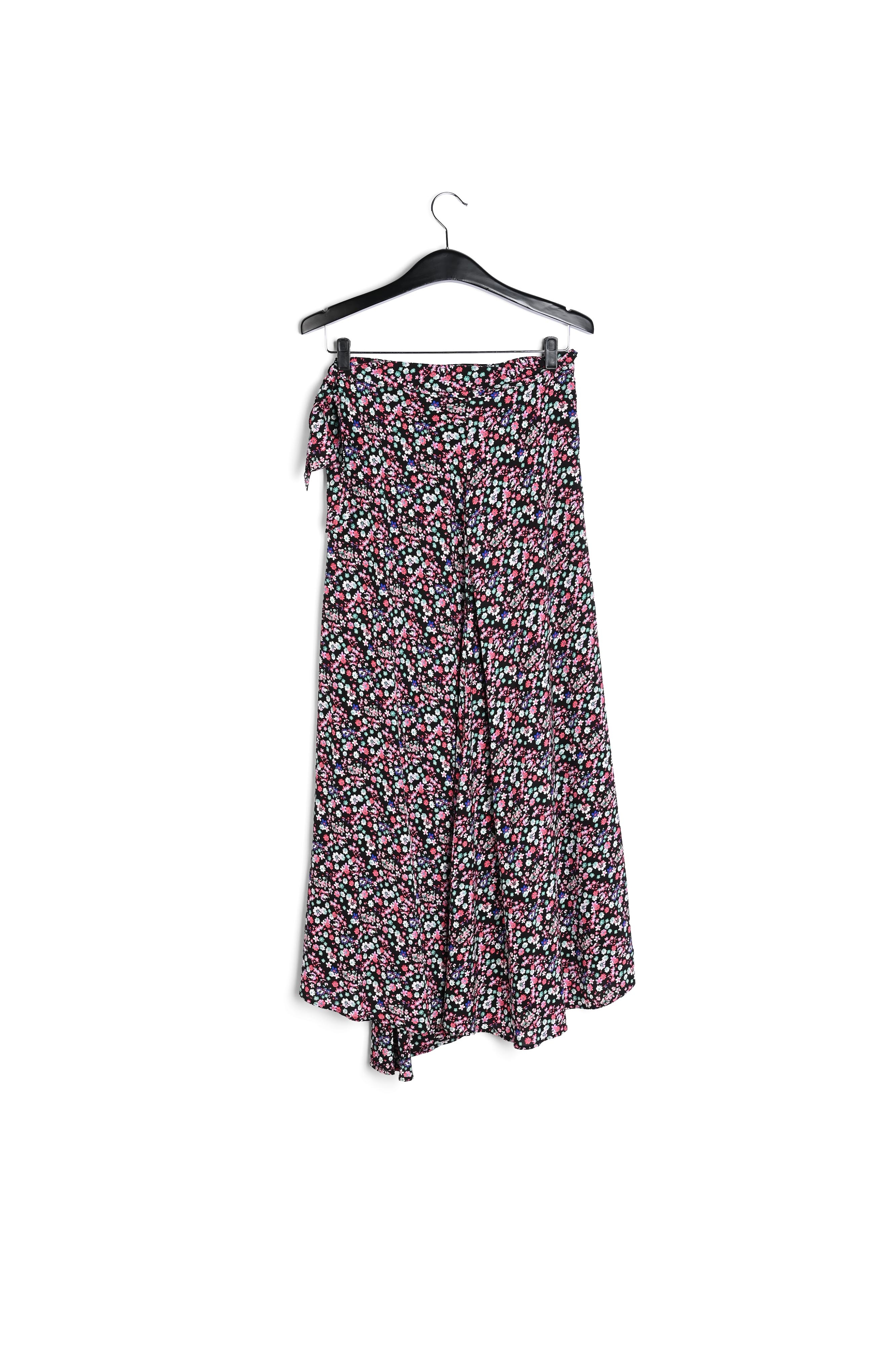 Jupe maxi noire cache-coeur à imprimé floral RE—SSENTIEL seconde main photo 2