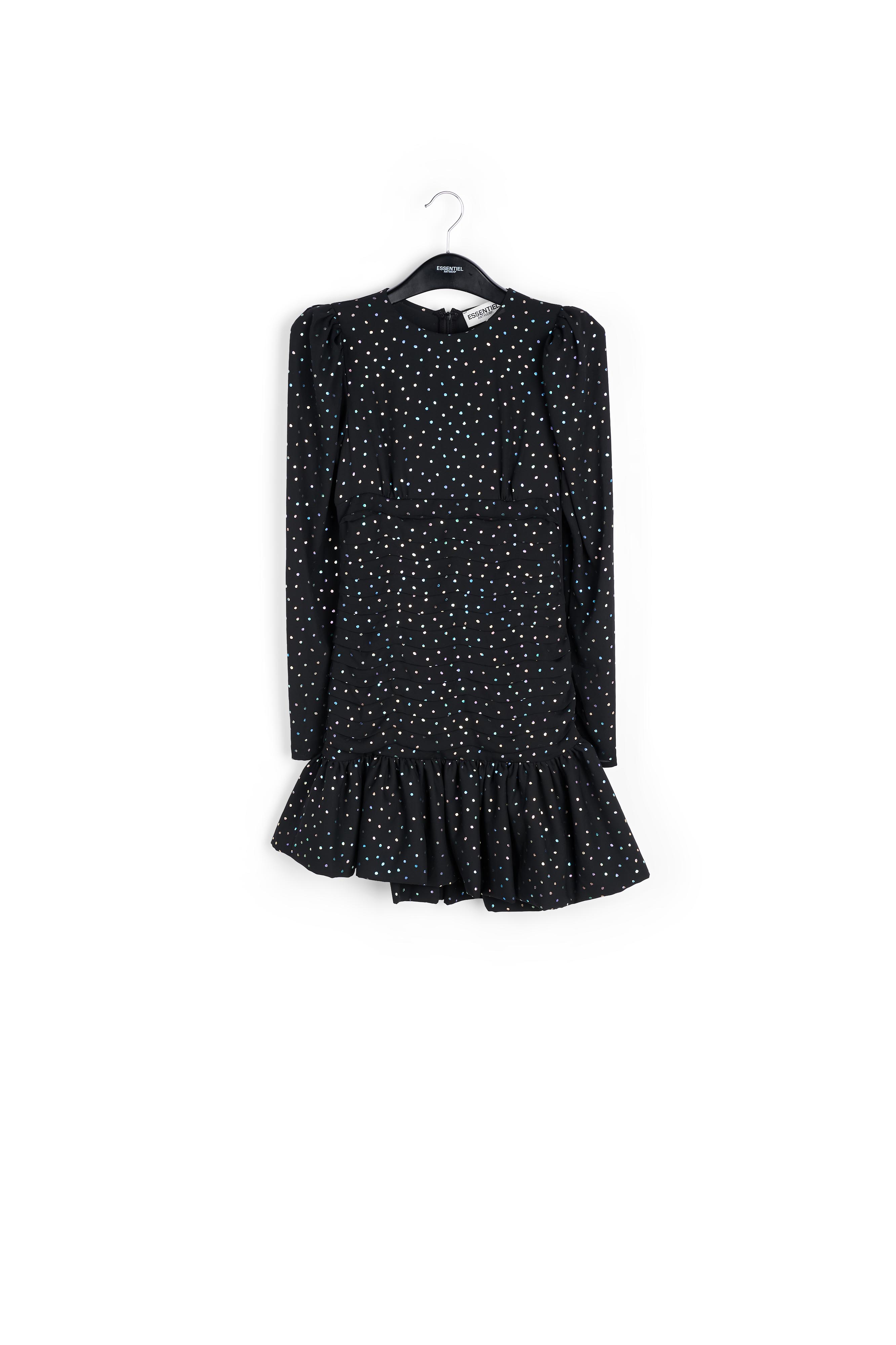Zwarte mini-jurk met holografische stippen RE—SSENTIEL tweedehands photo 1