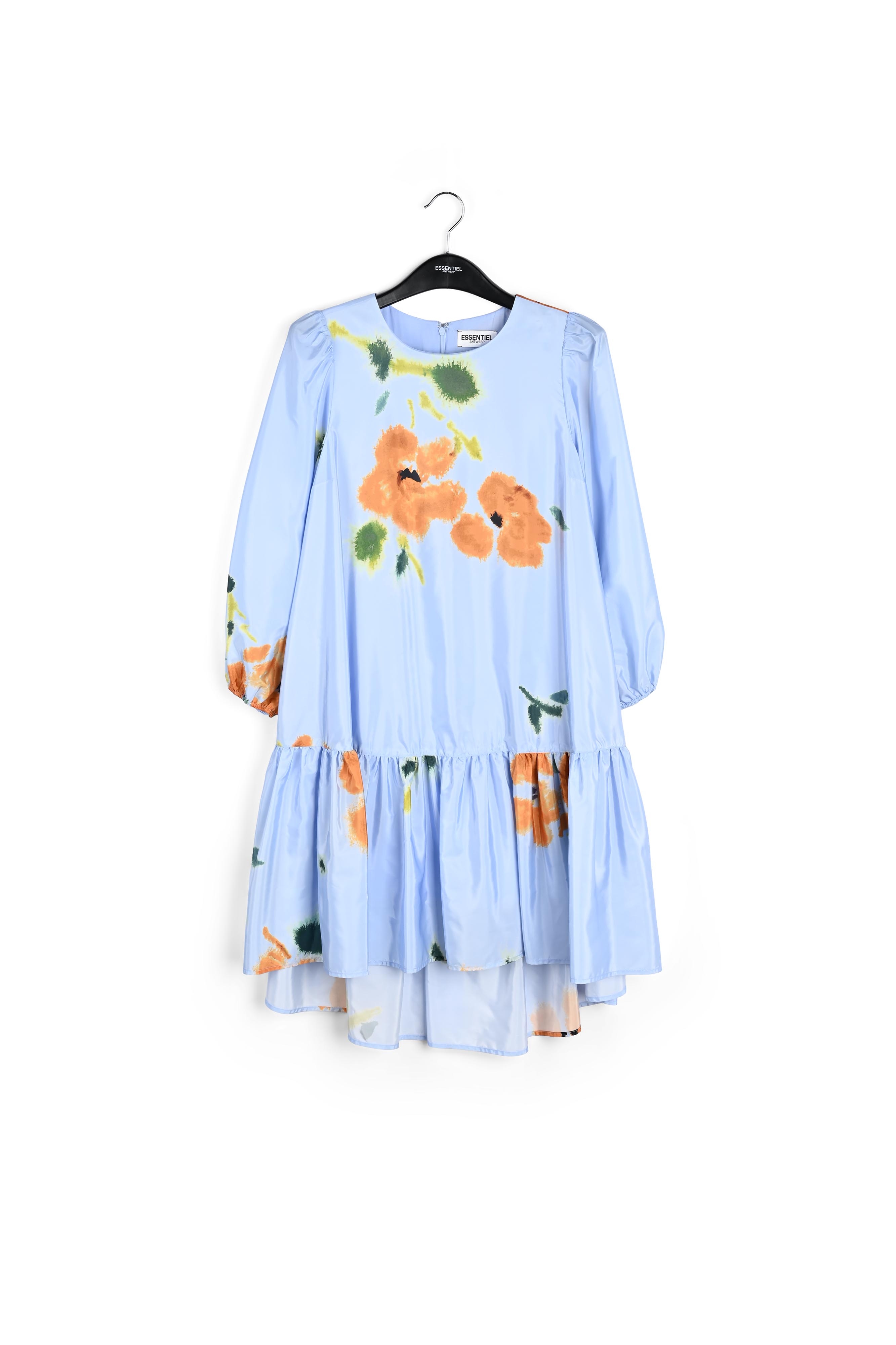 Blue floral print oversized mini dress RE—SSENTIEL second-hand photo 1