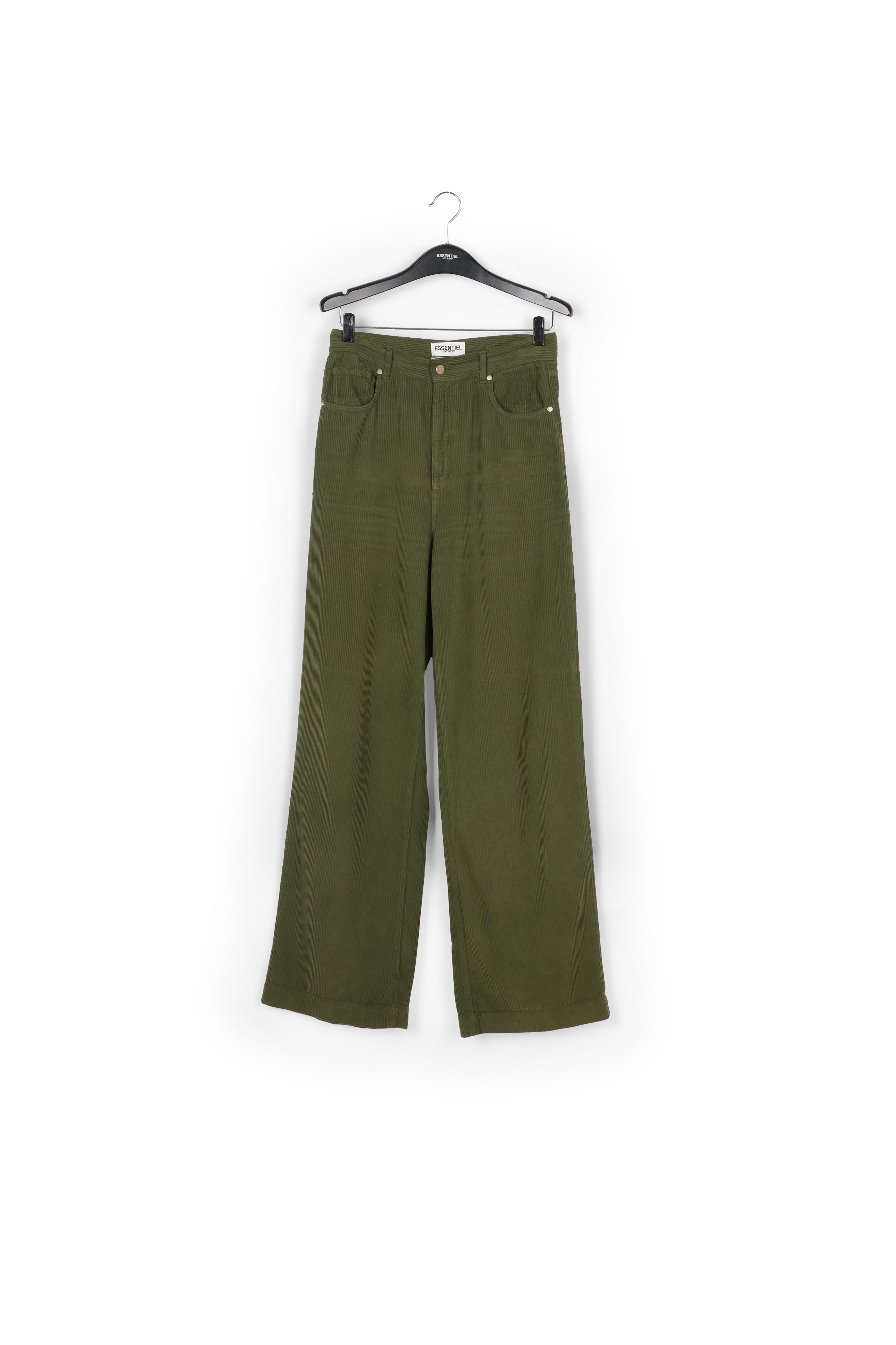 Dennengroene ribfluwelen broek met wijde pijpen RE—SSENTIEL tweedehands photo 1